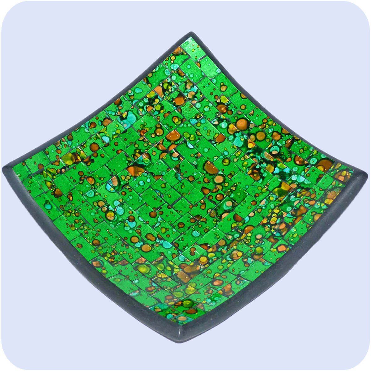 20 ca. Quadrat B: Dekoschale Grün Schale Stück) cm Mosaik (1 Bunt SIMANDRA