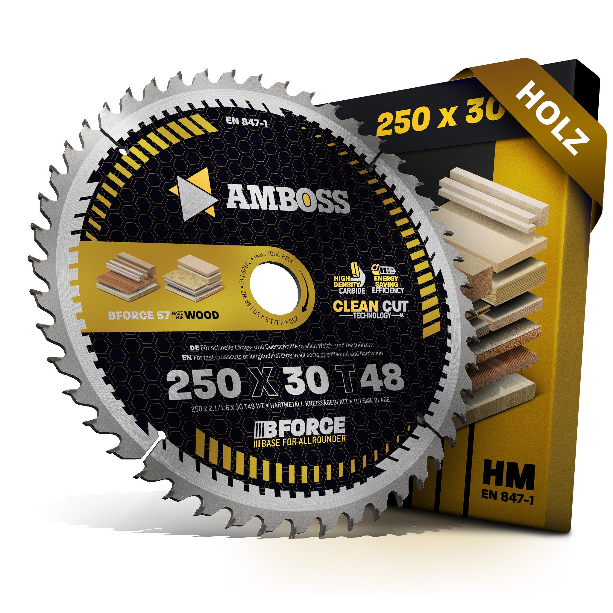 Amboss Werkzeuge Kreissägeblatt HM Kreissägeblatt - 250 x 2.1/1.6 x 30 Z48 WZ