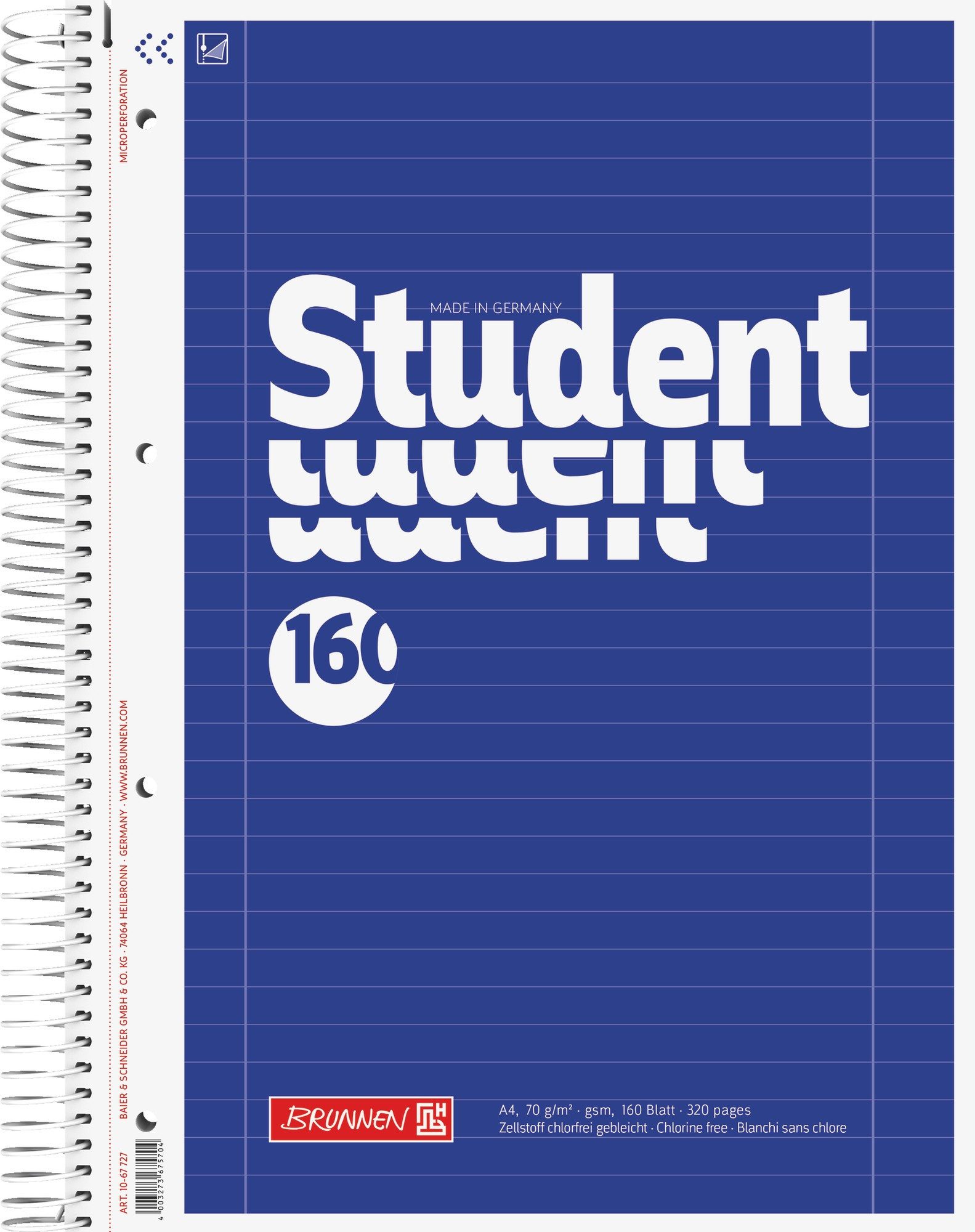 Baier & Schneider Collegeblock Collegeblock Student A4 liniert 160 Blatt blau