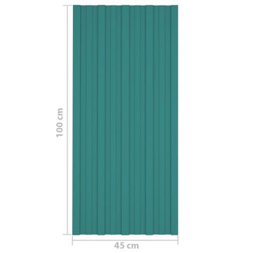 vidaXL Deckenplatten Dachpaneele 12 Stk. Verzinkter Stahl Grün 100x45 cm, (12-tlg)