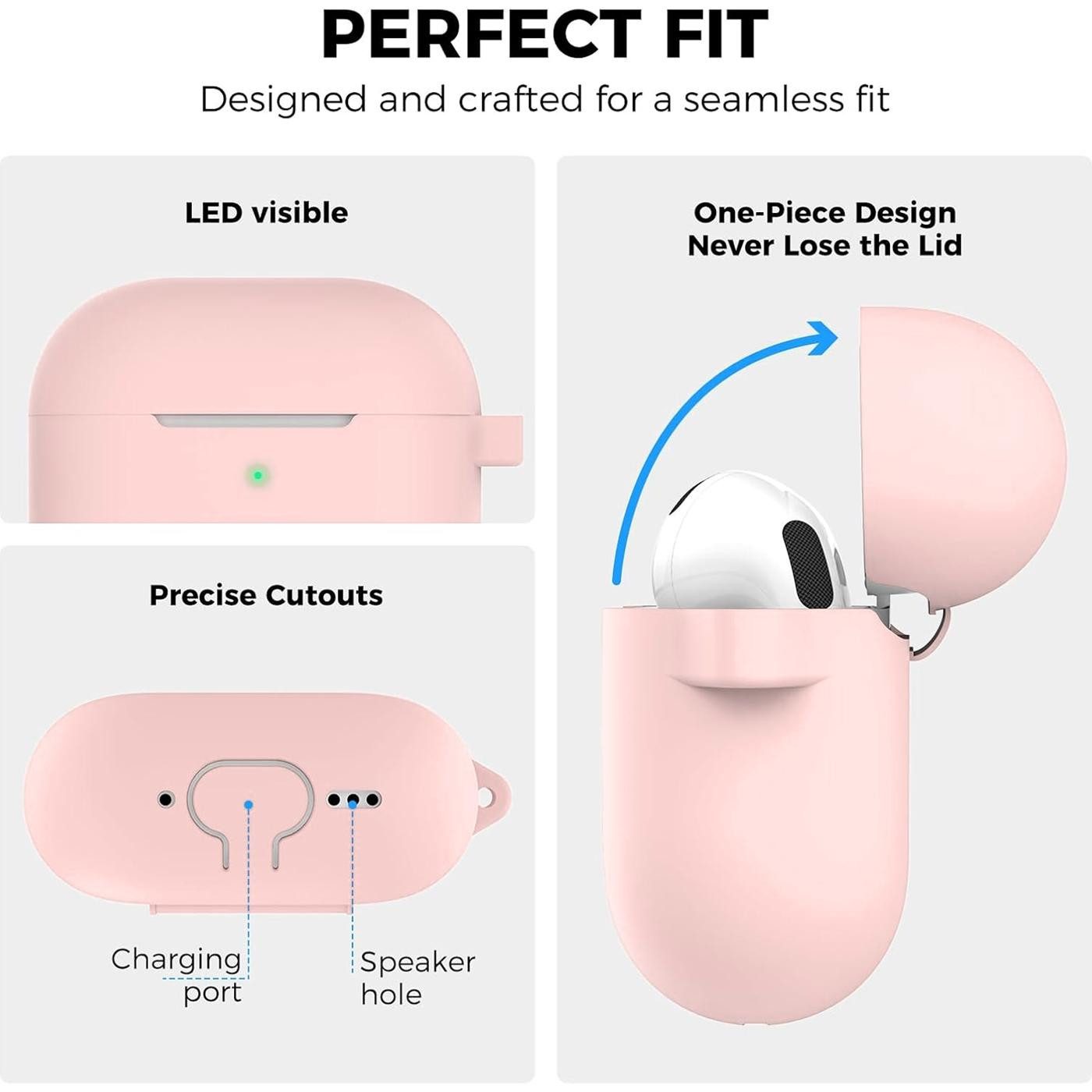 CoolGadget Kopfhörer-Schutzhülle Basic Silikon Hülle für AirPods 4 Schutzhülle mit Karabiner, Soft Touch Case, stoßfest, rutschfest, 360° Schutz, kabellos ladbar