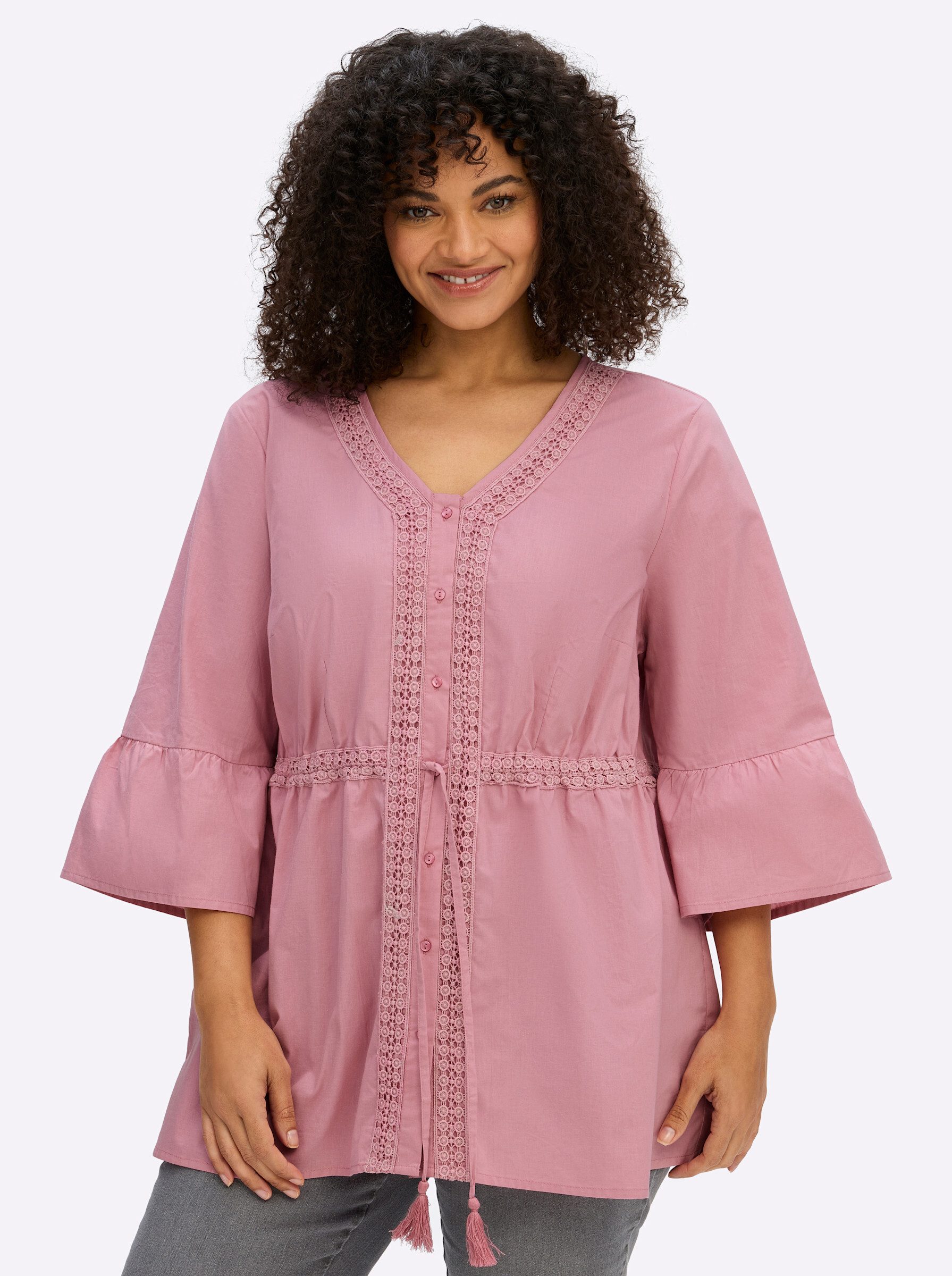 Sheego Klassische Bluse Tunika 3/4-Arm