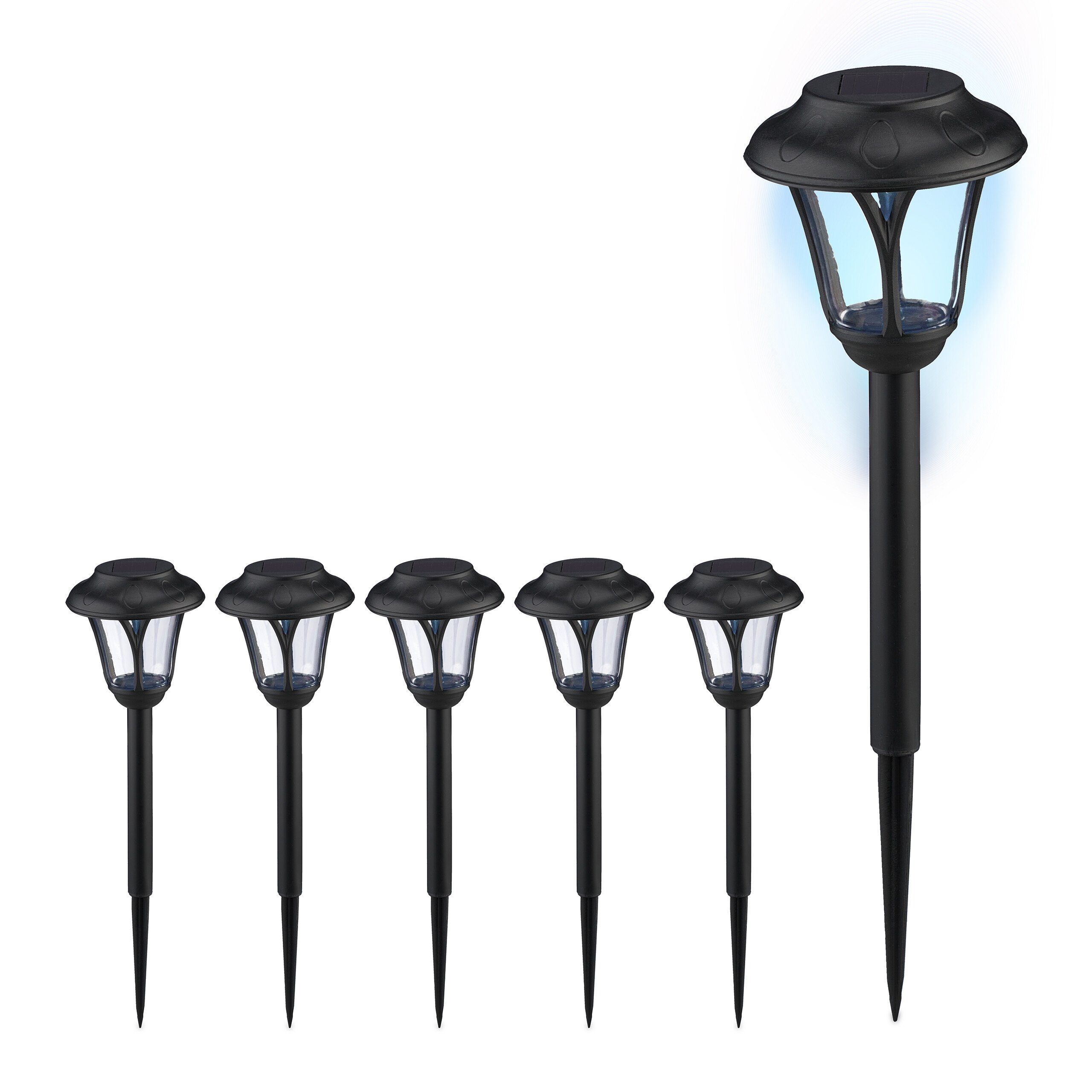 relaxdays LED Solarleuchte Solarlampen im Set, 6er Pack