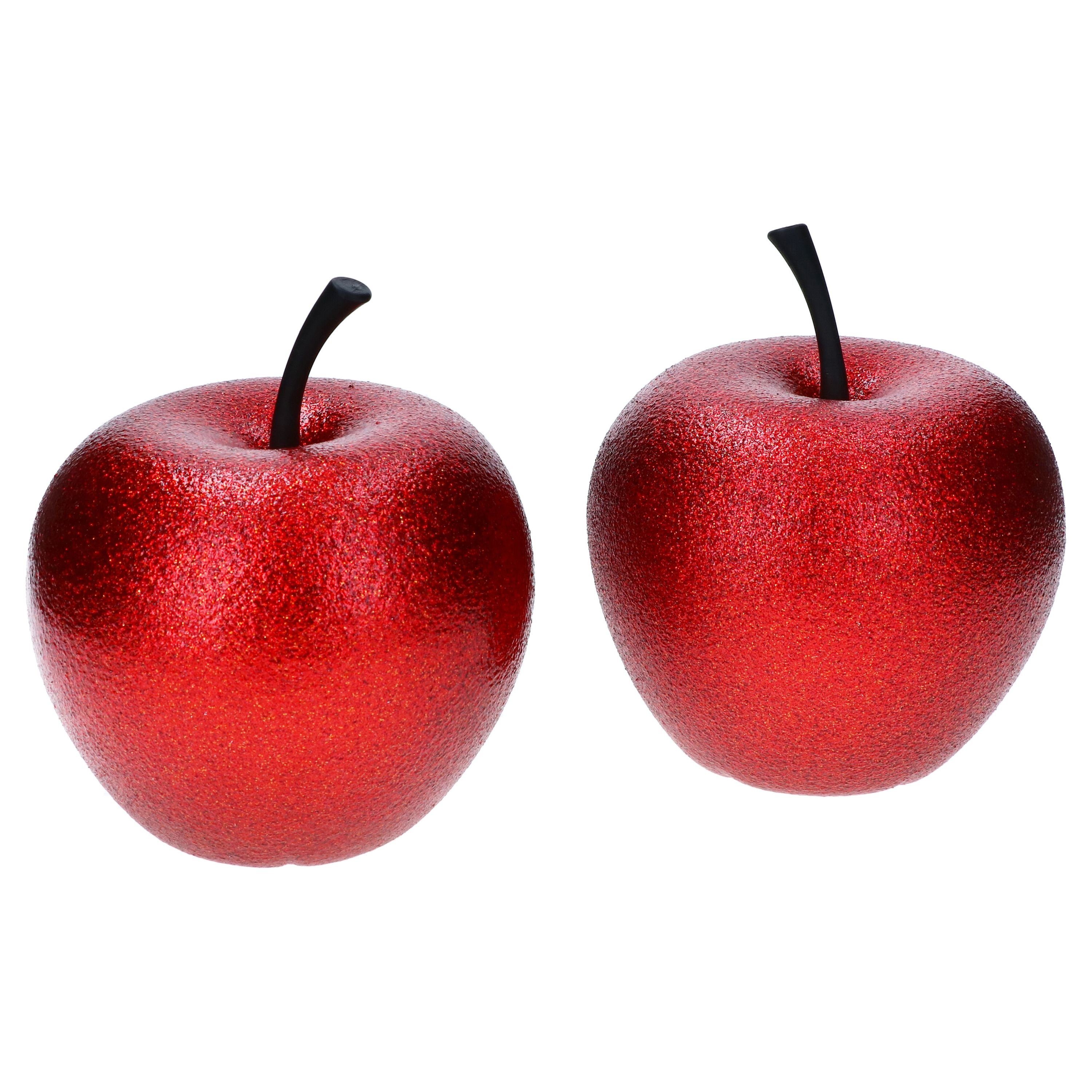 Dekofigur Pottery Pots 2x Apfel Kupfer rot Größe XS glitzer Fiberglas