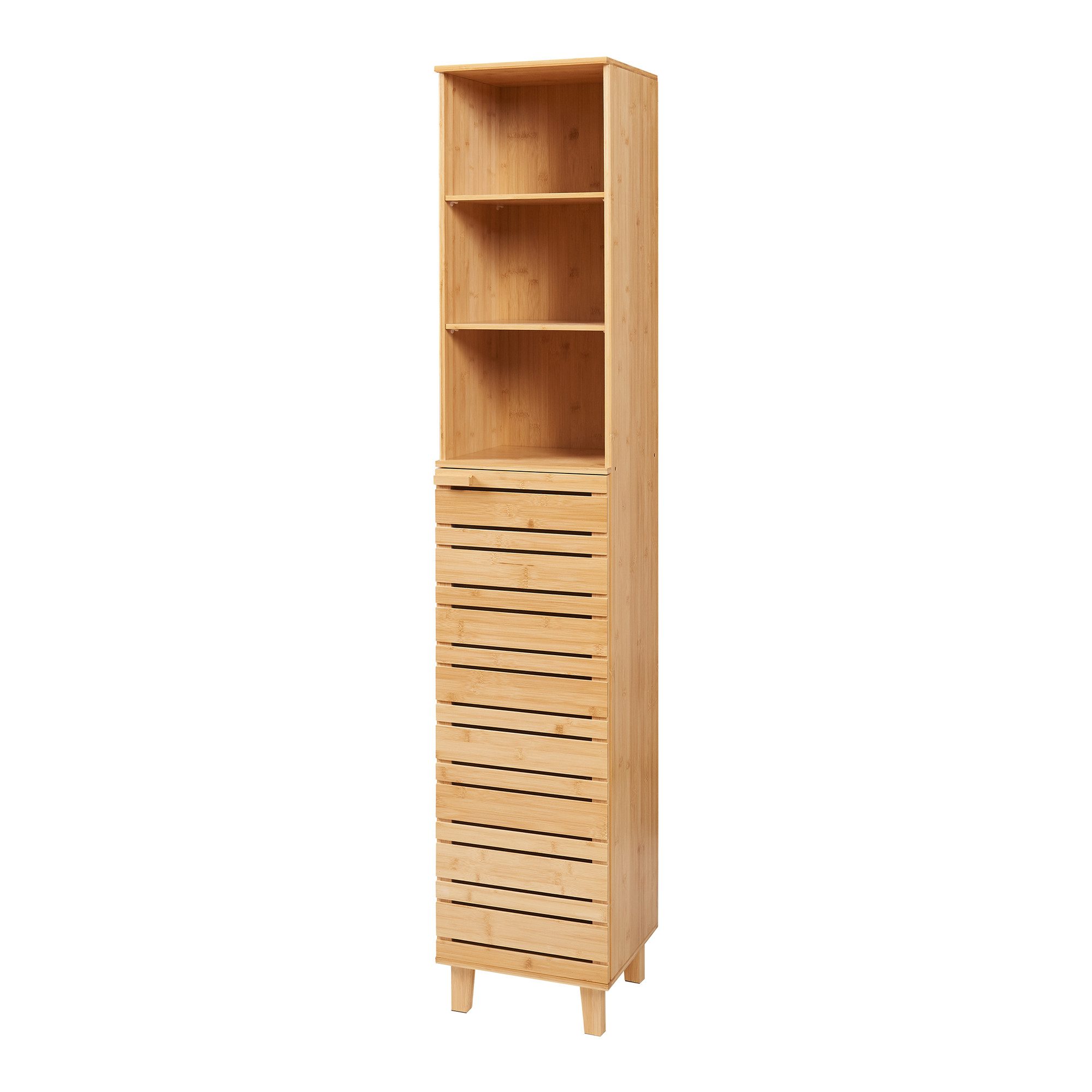 en.casa Hochschrank »Epind« mit einer Schranktür 180 x 33 x 30 cm Bambus günstig online kaufen