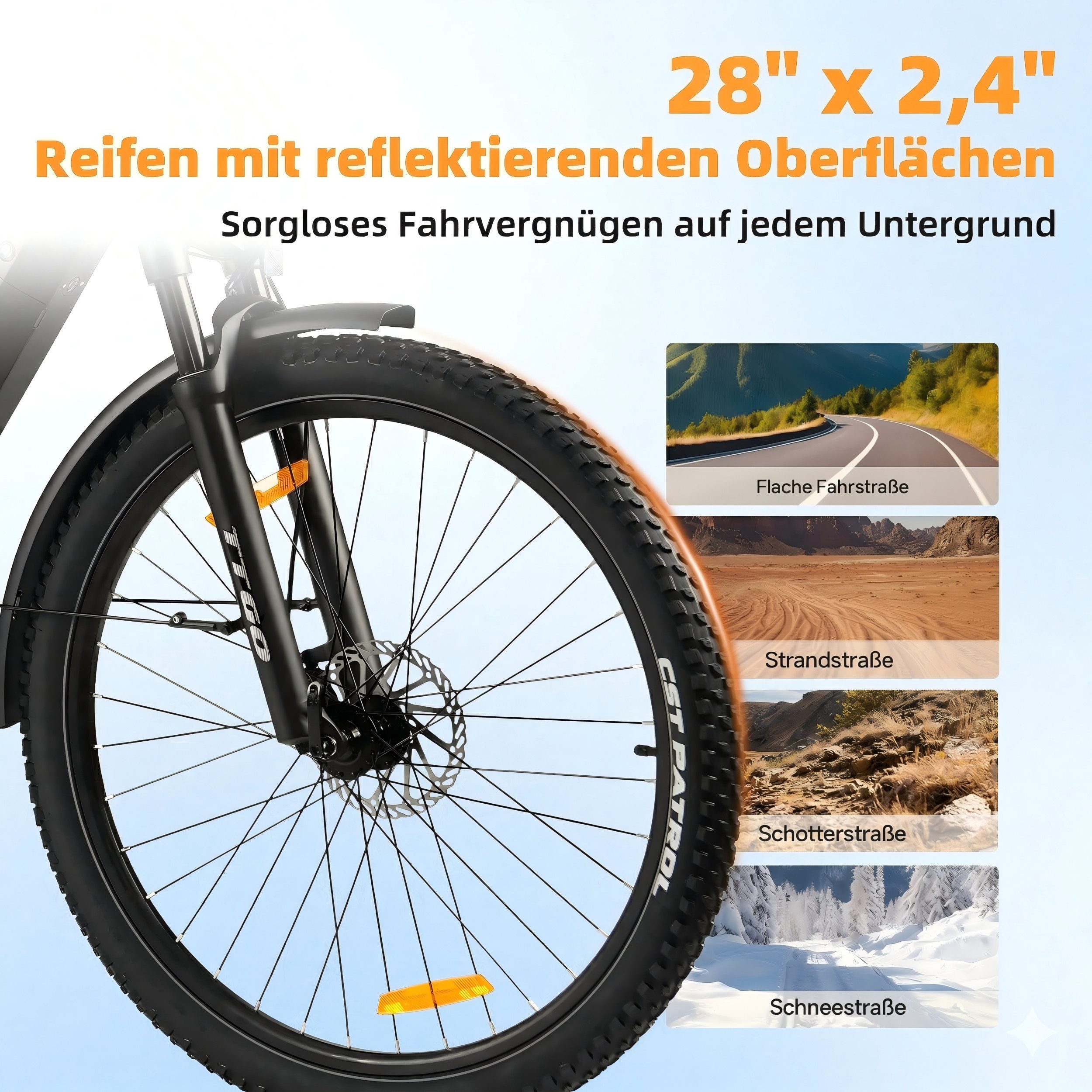 TTGO E-Bike Cityrad 28 Zoll, 70Nm, Drehmomentsensor, max. 120km, Federsattelstütze, 7 Gang SHIMANO, Kettenschaltung, Heckmotor, 720 Wh, 5 Stufen, Farbdisplay, E – Bild 4 von 5