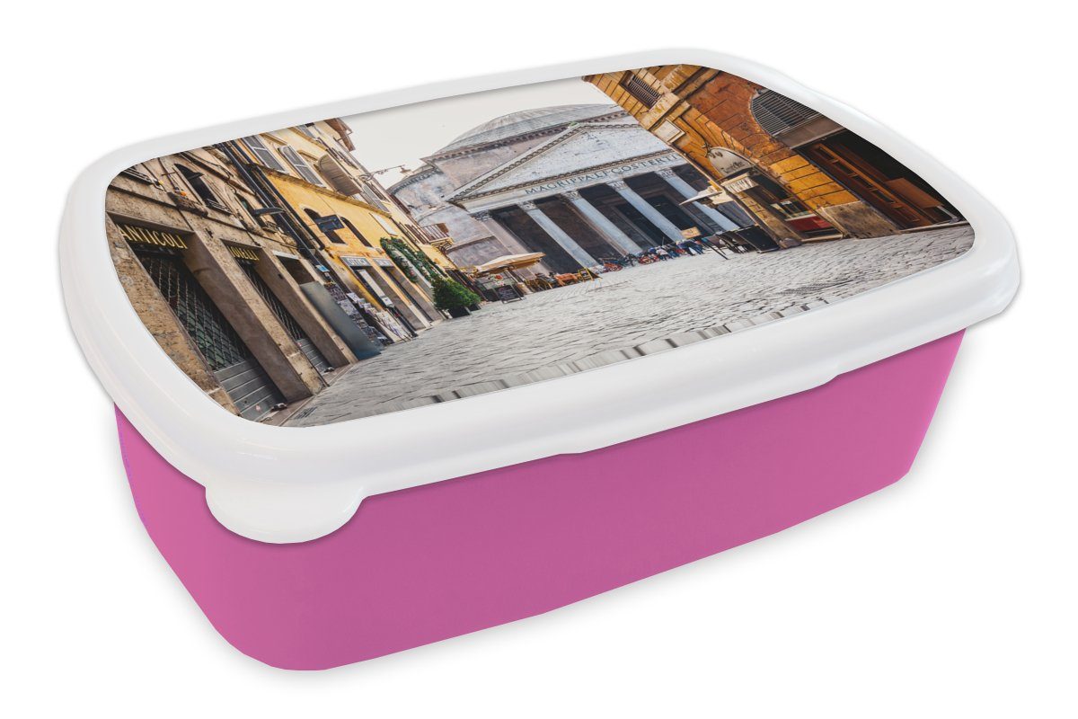 Mädchen, für rosa (2-tlg), MuchoWow Erwachsene, Rom Brotdose Lunchbox Kunststoff, Snackbox, Bauwerke, Kunststoff - Kinder, - Italien Brotbox