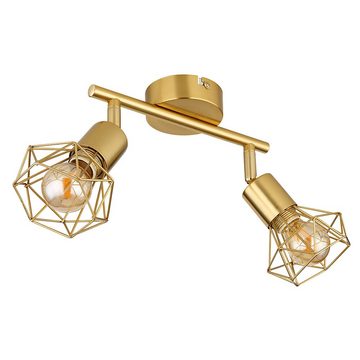 Globo Deckenspot, Leuchtmittel nicht inklusive, Deckenleuchte Spotlampe E14 Strahler schwenkbar Gitter gold 2 Flammig