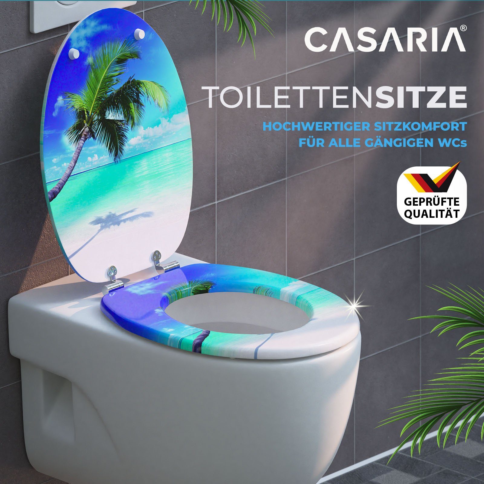 Casaria WC-Sitz, Doppelte Absenkautomatik MDF Holz hygienisch Toilettensitz Klobrille