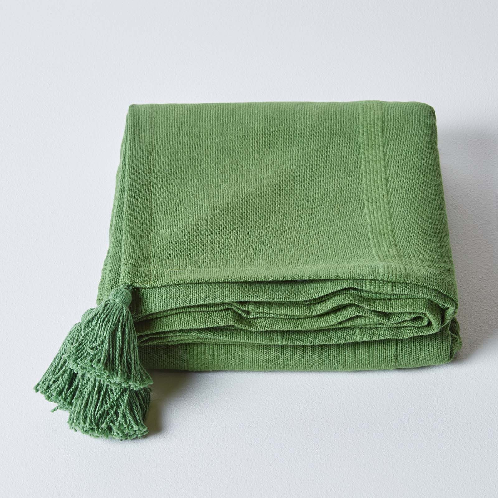Plaid Tagesdecke Rajput, 100% Baumwolle, olivgrün, günstig online kaufen