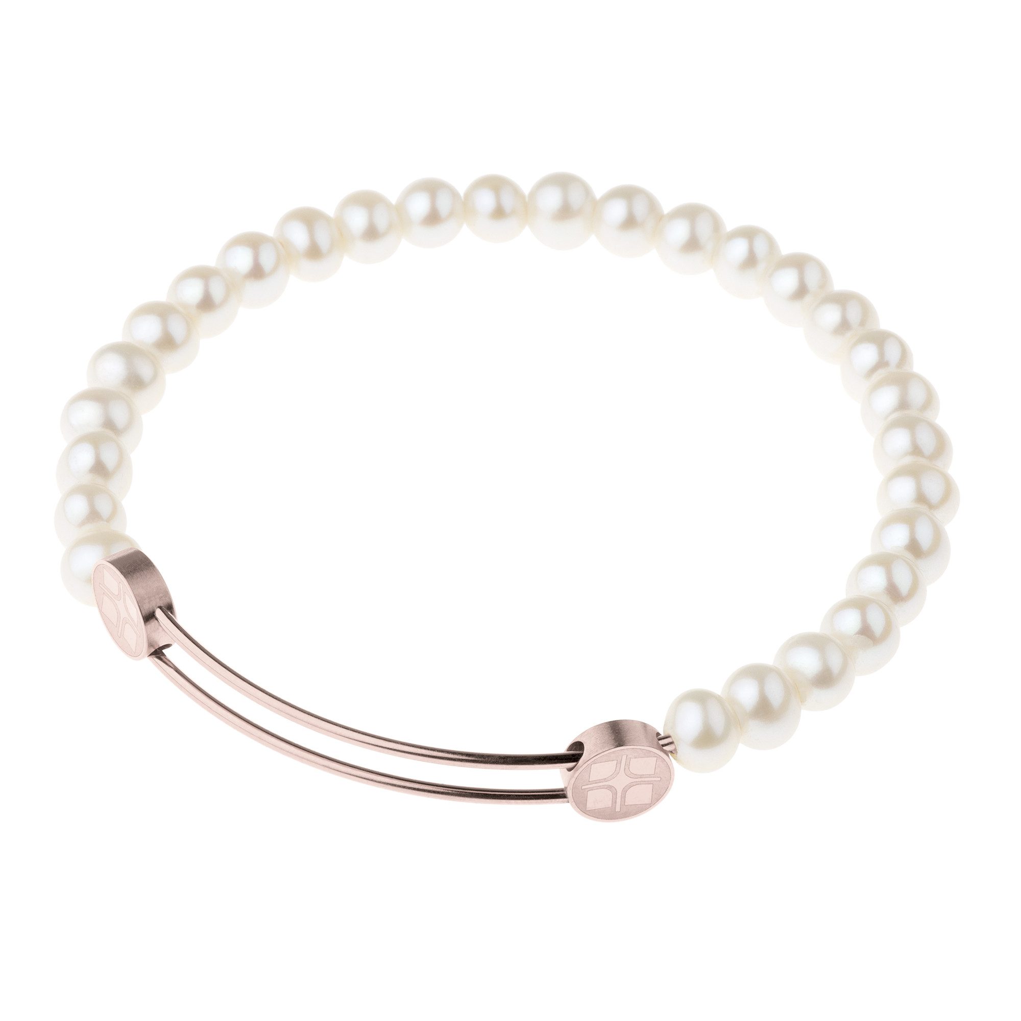 Ernstes Design Armreif Bangle Edelstahl mit Süßwasser-Perlen