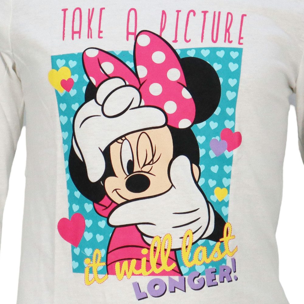 Disney Langarmshirt Disney Minnie Maus Kinder Mädchen langarm T-Shirt Gr. 98 bis 128
