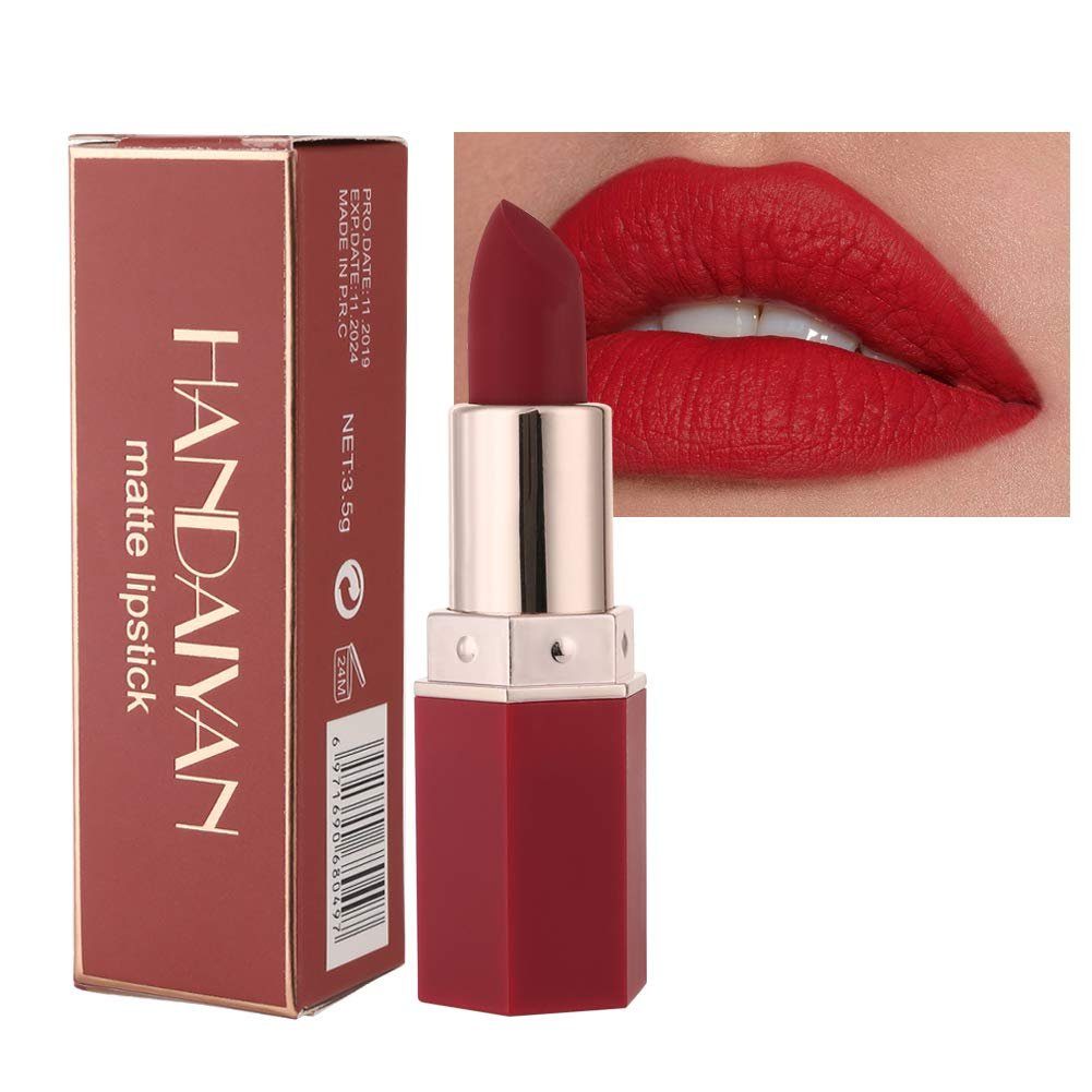 Haiaveng Lippenstift Colors Sexy Lipstick Lippenstifte Wasserdichte, glättende lang rote Scharlachrot anhaltende, Matte Antihaft-Tasse Lipsticks Samtige