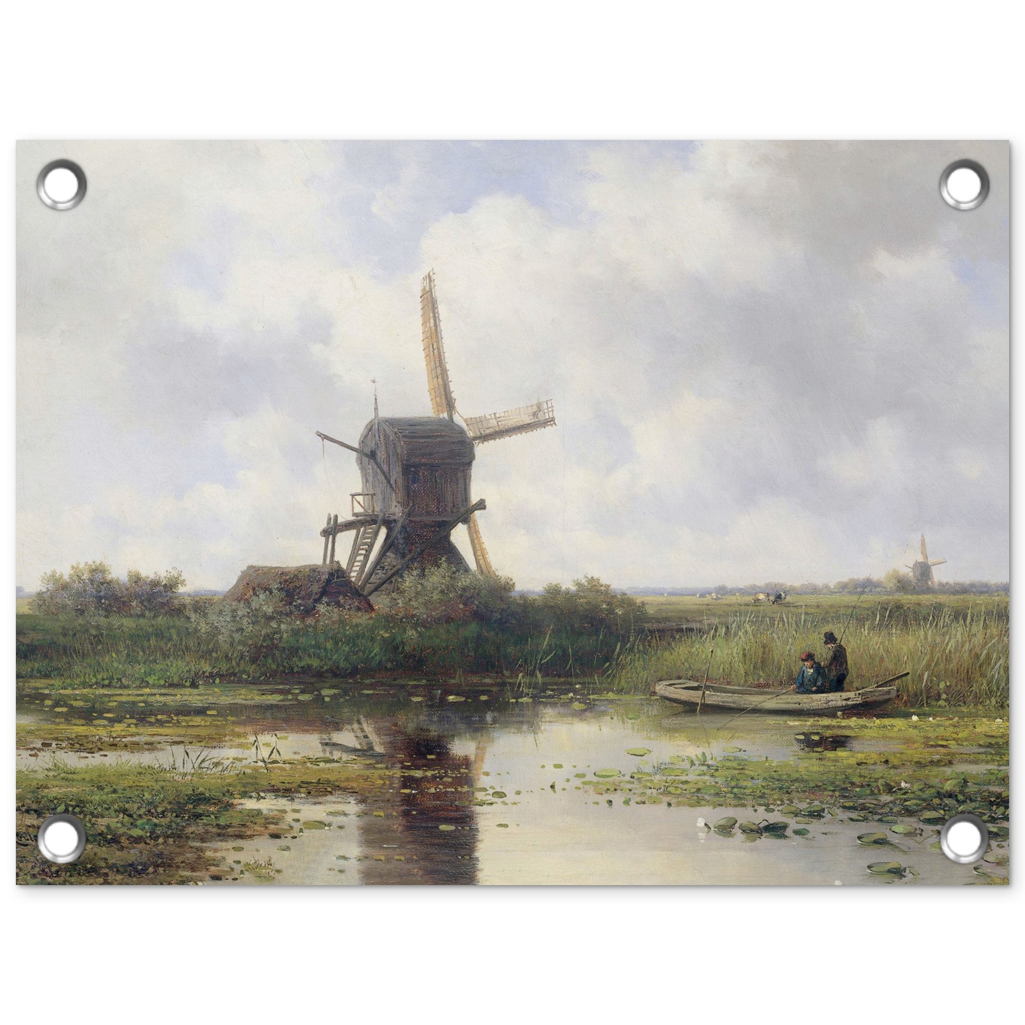 OnlyWow Poster für Garten Mühle - Willem Roelofs - Alte Meister - Kunst, Gartenposter, Outdoor Bilder, Gartendekoration Bild, 40x30 cm