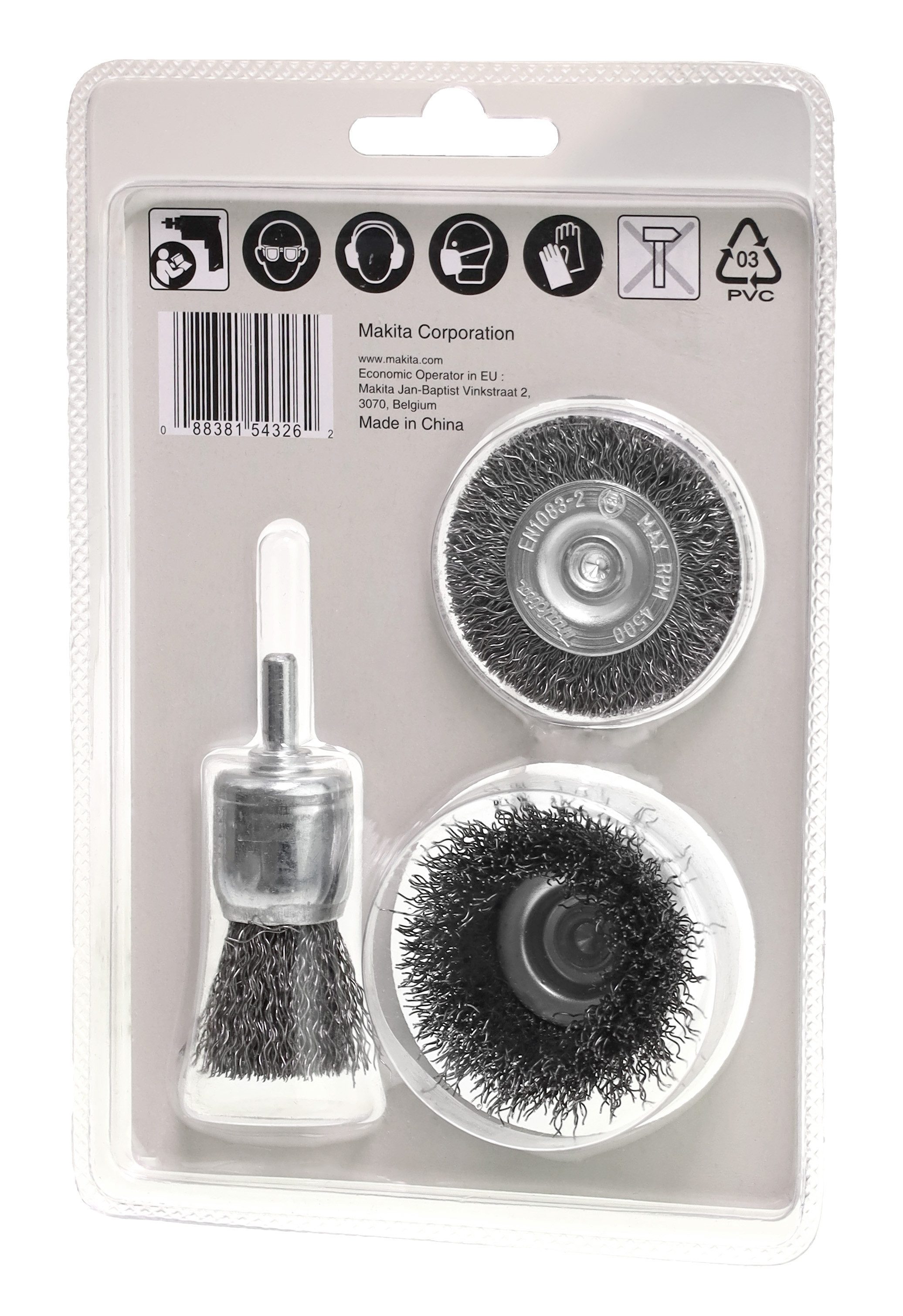 Makita Bohrer- und Bit-Set Makita D-66070 Rundbürsten-Set 3tlg. Stahl passend für Bohrmaschine