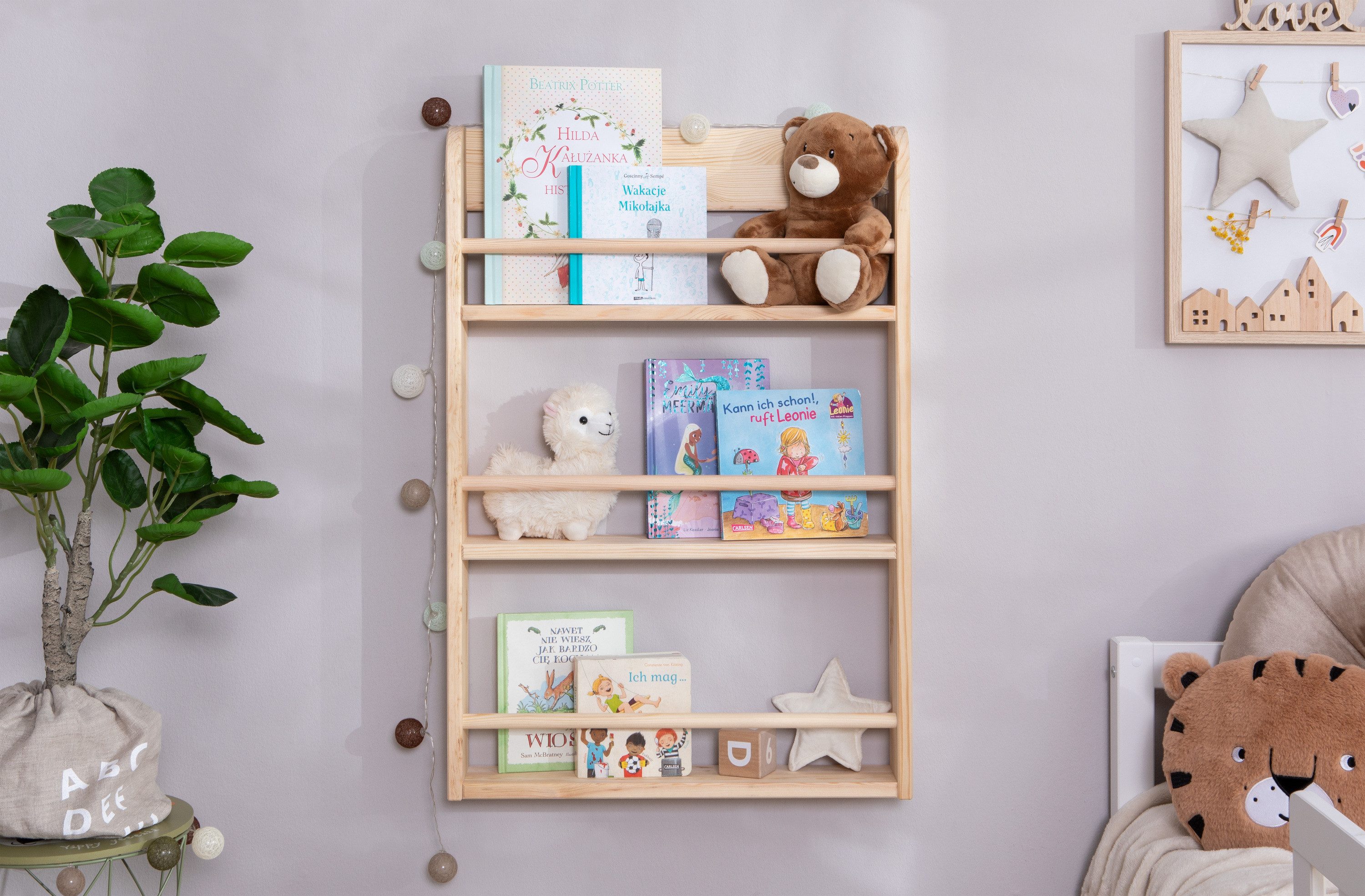 Ticaa Wandregal Kinder Bücherregal Toni 55x80 & 60x130, in verschiedenen Farben erhältlich