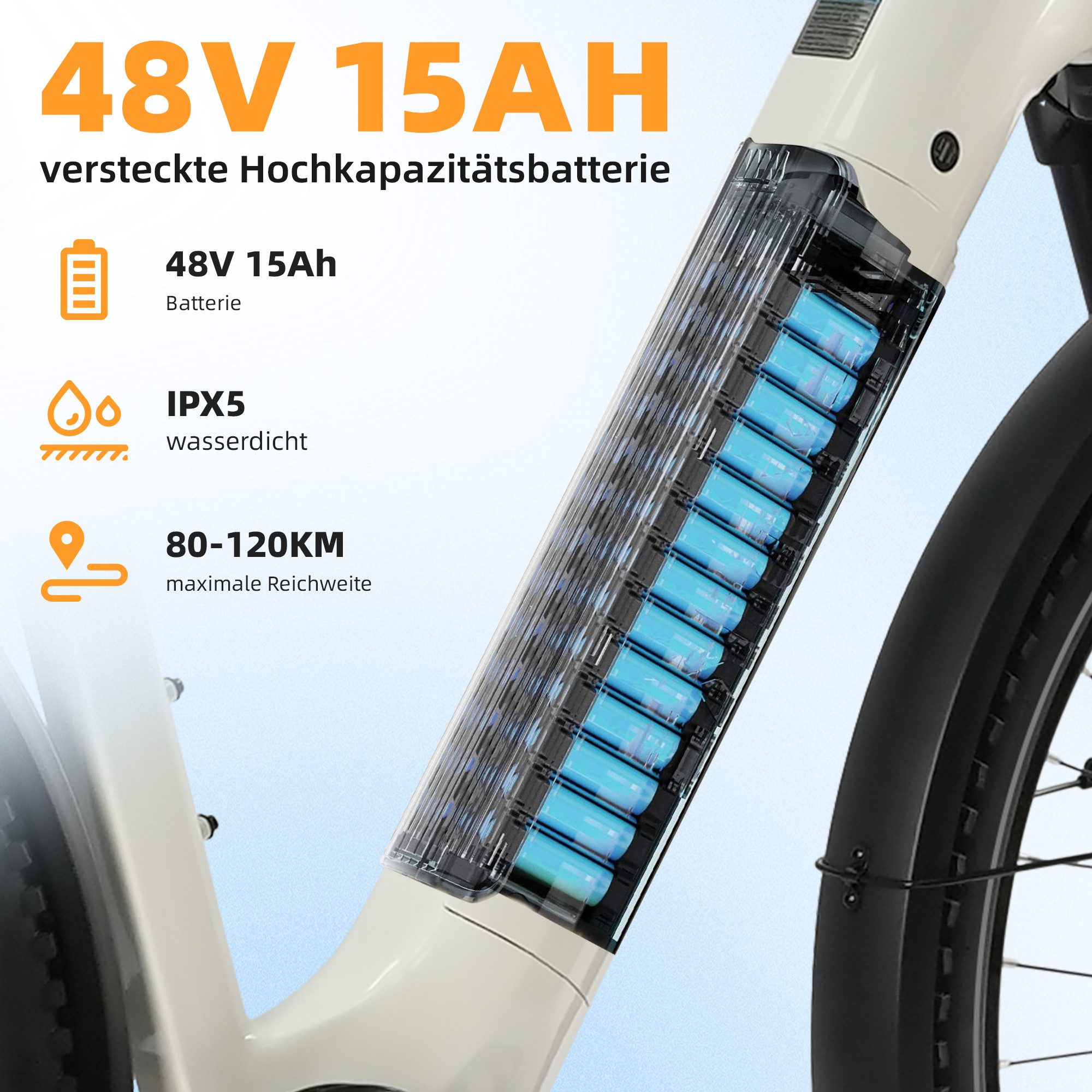 TTGO E-Bike Cityrad 28 Zoll, 70Nm, Drehmomentsensor, max. 120km, Federsattelstütze, 7 Gang SHIMANO, Kettenschaltung, Heckmotor, 720 Wh, 5 Stufen, Farbdisplay, E – Bild 5 von 5