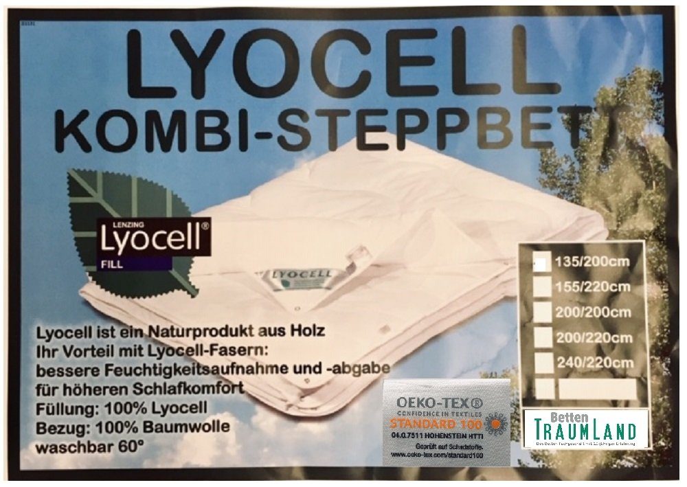 Betten Traumland 4-Jahreszeitenbett Lyocell Tencel Lenzing® 4 Jahreszeitendecke Duetto, Füllung: Lyocell, 2 Decken = 4 Jahreszeitendecke, knöpfbar