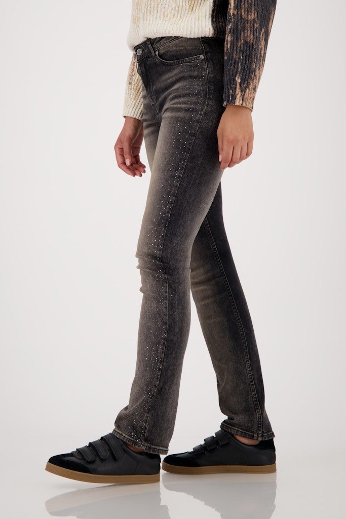 Monari 5-Pocket-Jeans Anthrazit Funkelnde Strasssteine