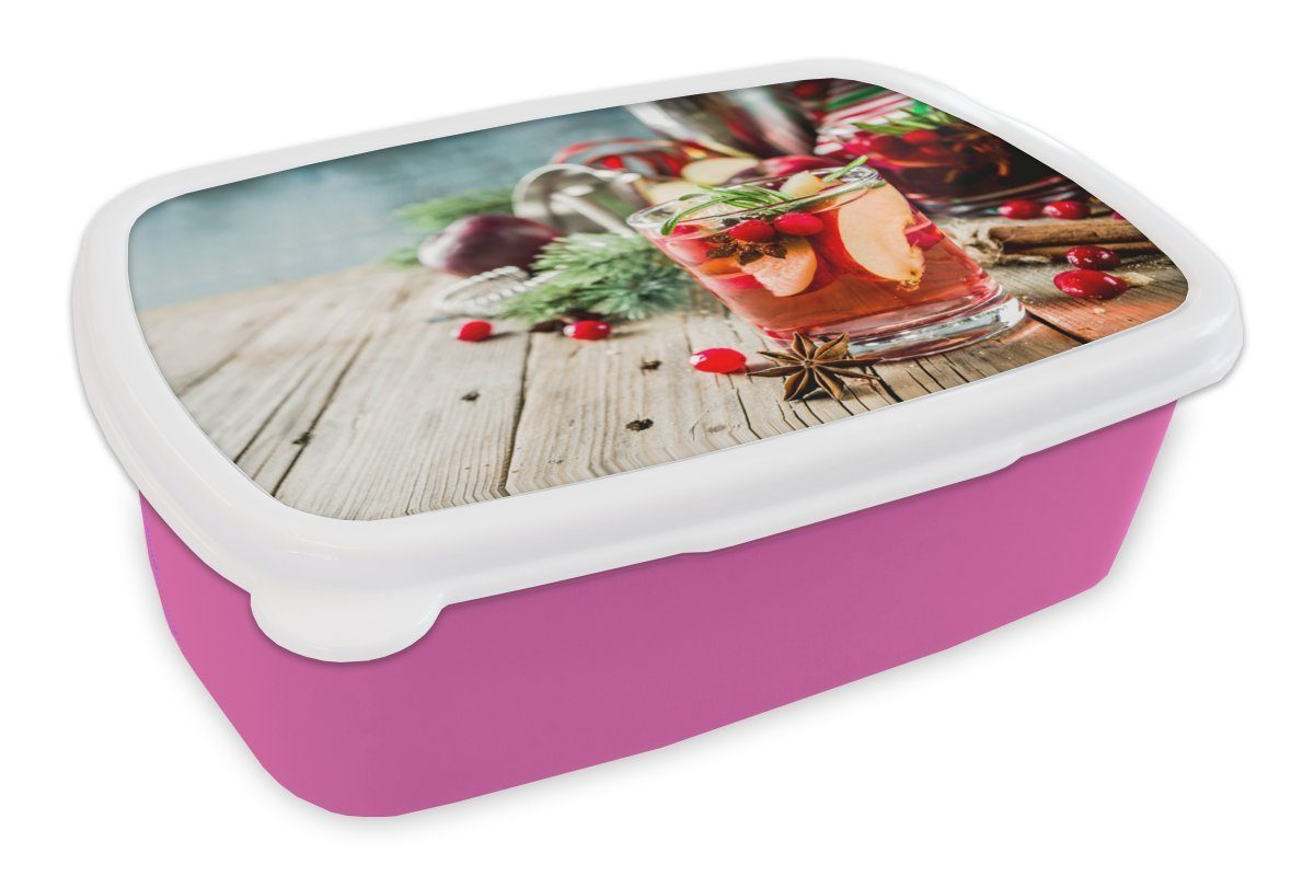 MuchoWow Lunchbox Cocktail - Rot - Sommer, Kunststoff, (2-tlg), Brotbox für Erwachsene, Brotdose Kinder, Snackbox, Mädchen, Kunststoff rosa