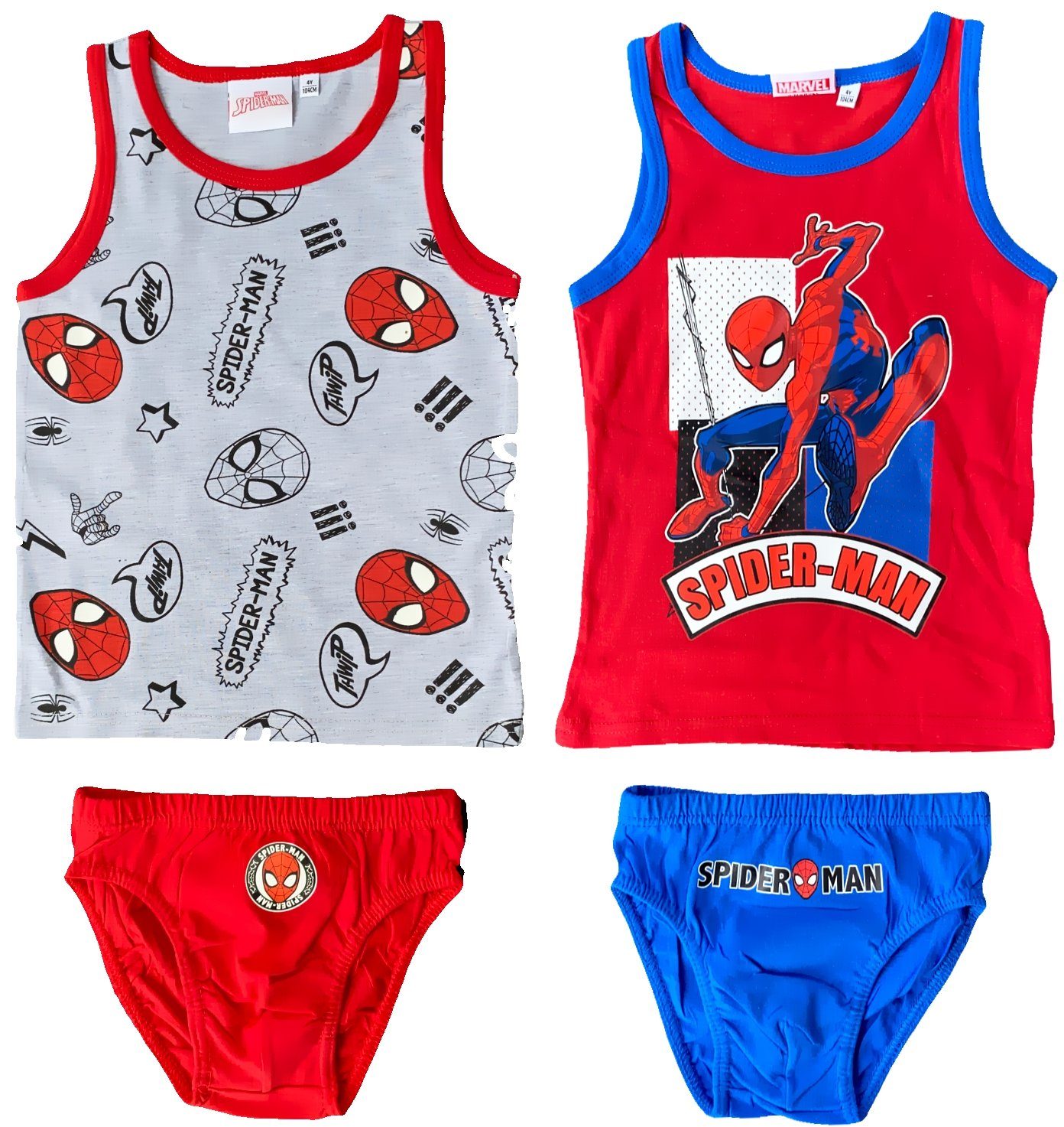 Spiderman Set: Unterhemd SPIDERMAN Jungen Unterwäscheset 2x Unterhemd + Unterhose