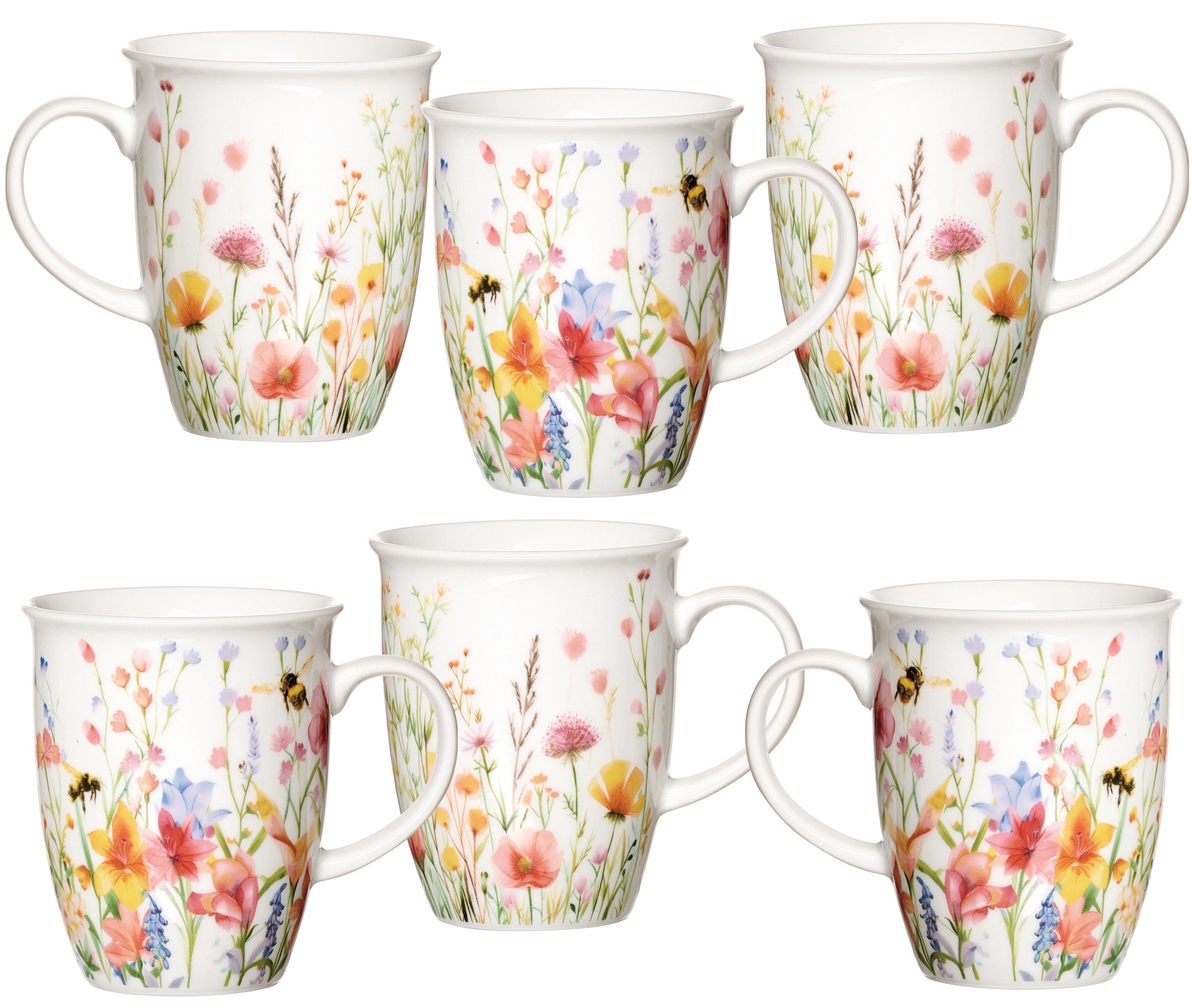 Ritzenhoff & Breker Becher Flowers, 6-tlg., Porzellan, Kaffeebecher, je 320 ml