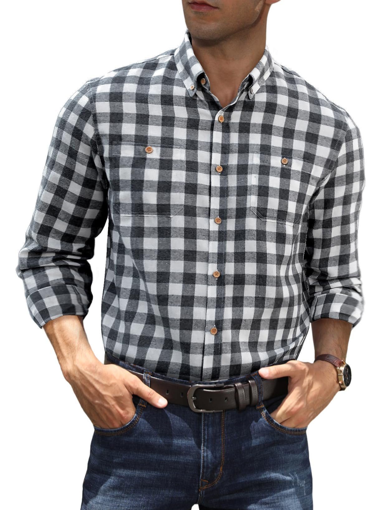 JMIERR Flanellhemd Flanellhemd Kariertes Hemd Herren günstig online kaufen
