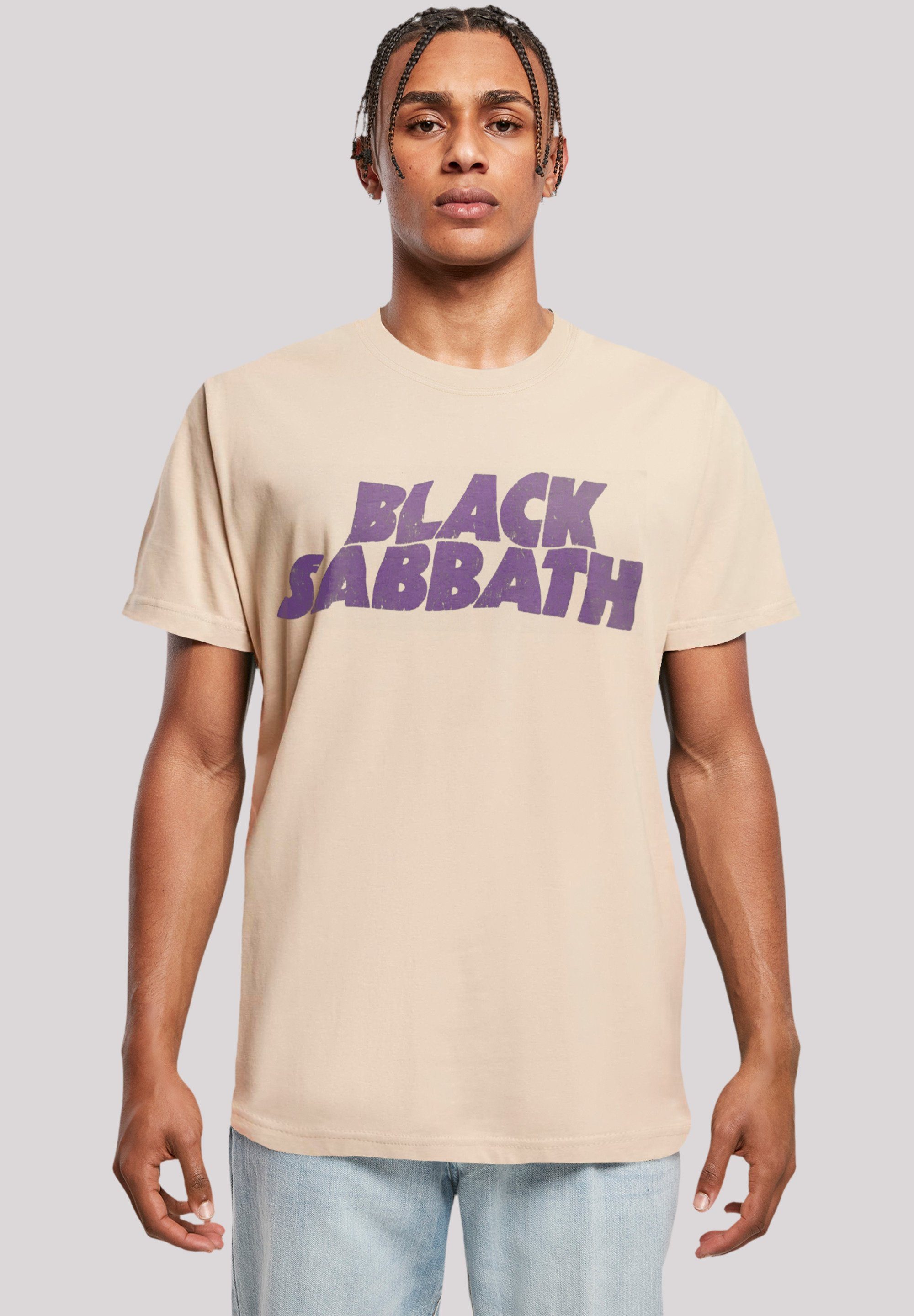 F4NT4STIC T-Shirt Black Sabbath Wavy Logo lila Print sand