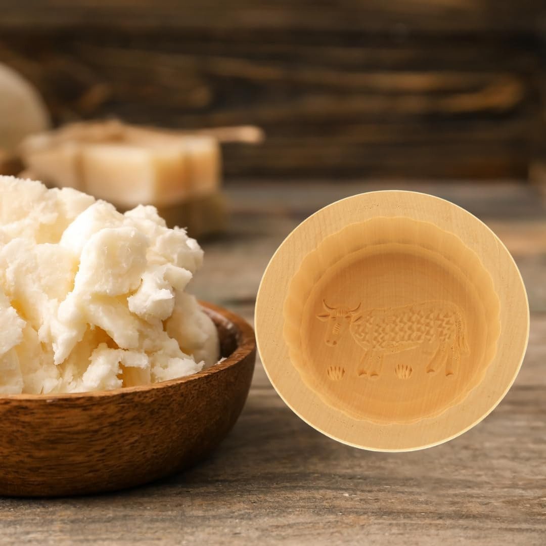 Hofmeister Butterdose Butterform Kuh 11 cm rund 250 g Buttermodel Butterstempel, Ahornholz