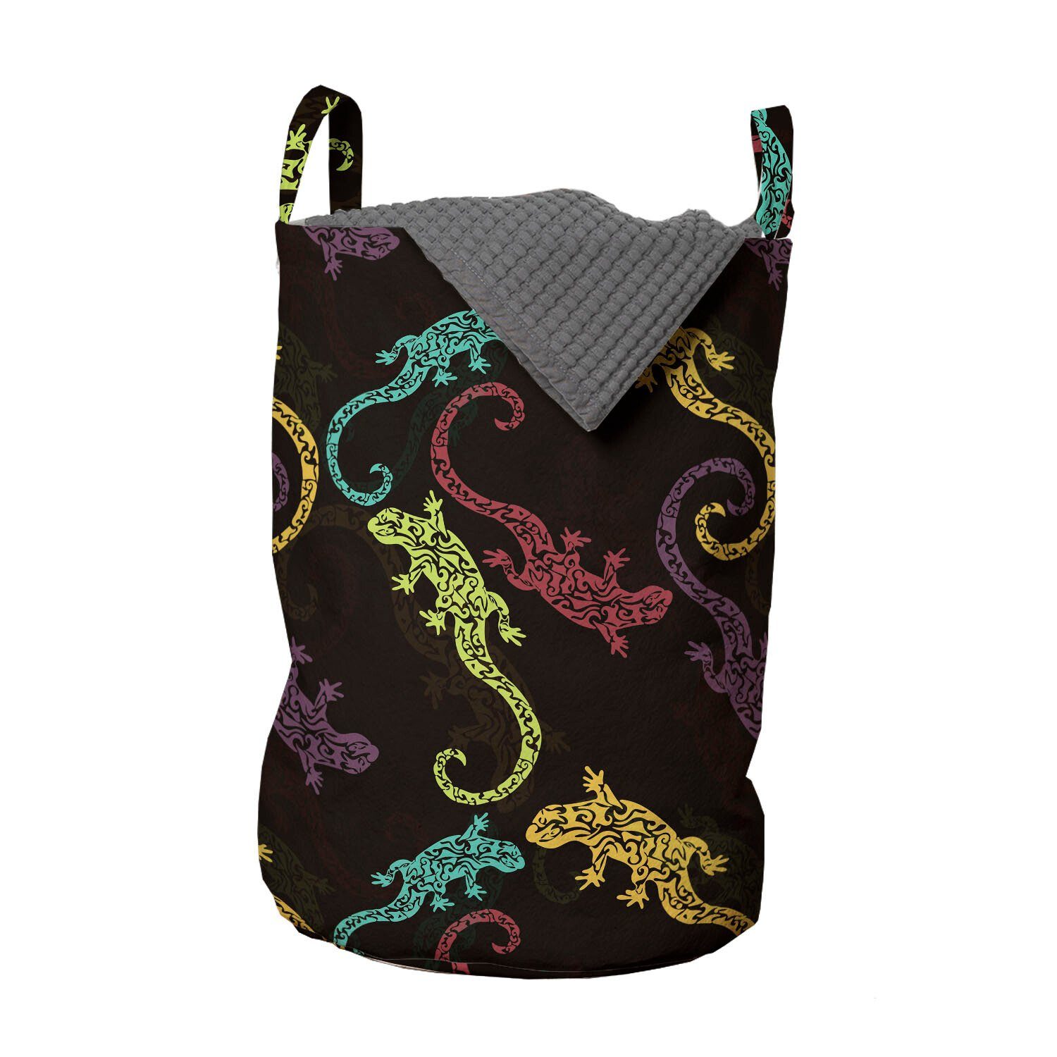 Abakuhaus Wäschesäckchen Wäschekorb mit Griffen für Reptilien Kordelzugverschluss Zusammensetzung Gecko Waschsalons