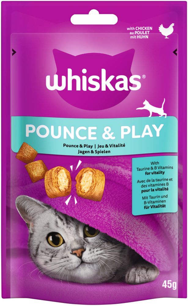 Whiskas WHISKAS® Portionsbeutel Pounce & Play mit Huhn 45g, für: Katze