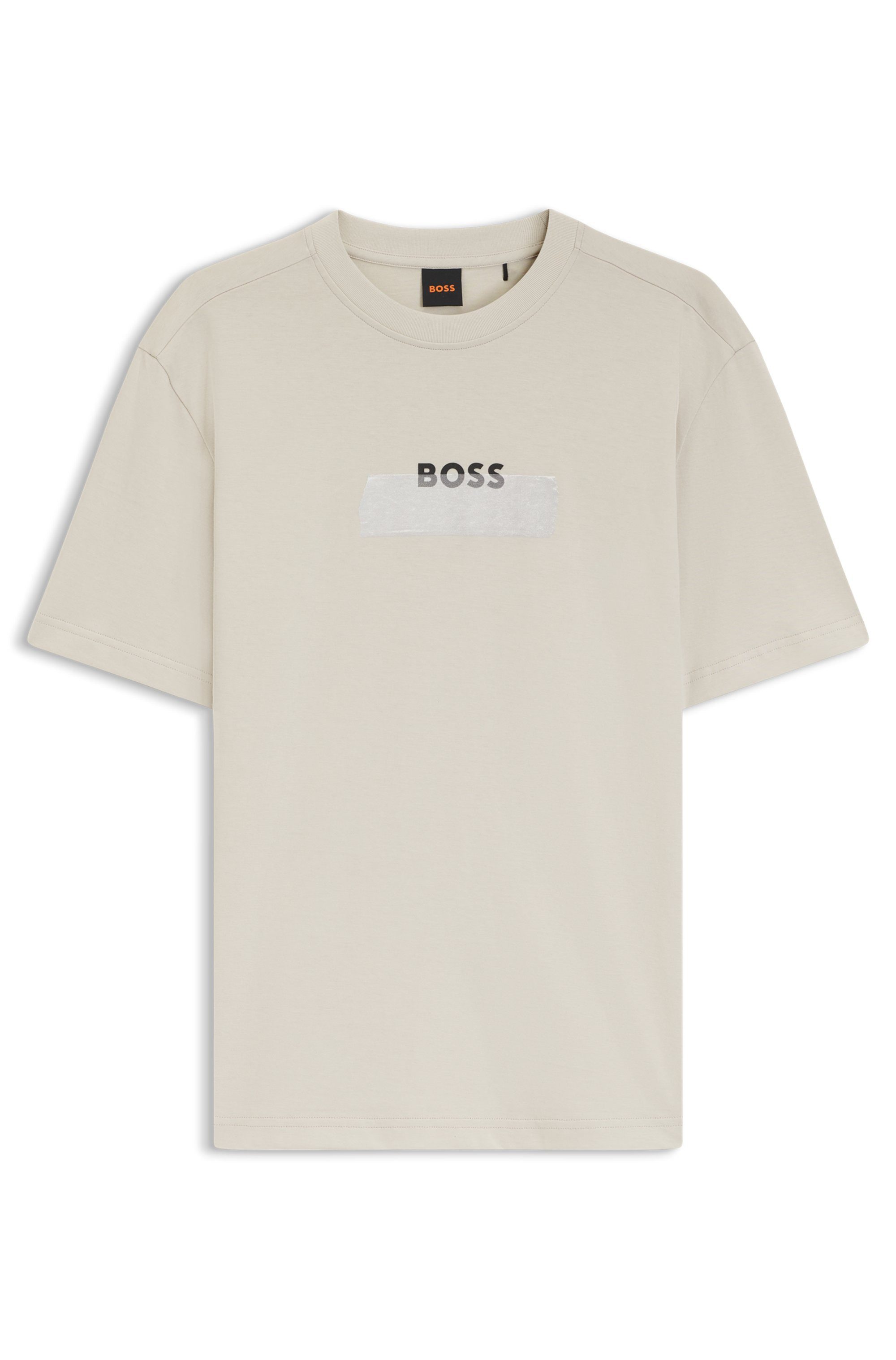 BOSS ORANGE T-Shirt Te LogoTape Regular Fit Rundhalsausschnitt, reine Baumwolle, Logo-Print – Bild 4 von 5