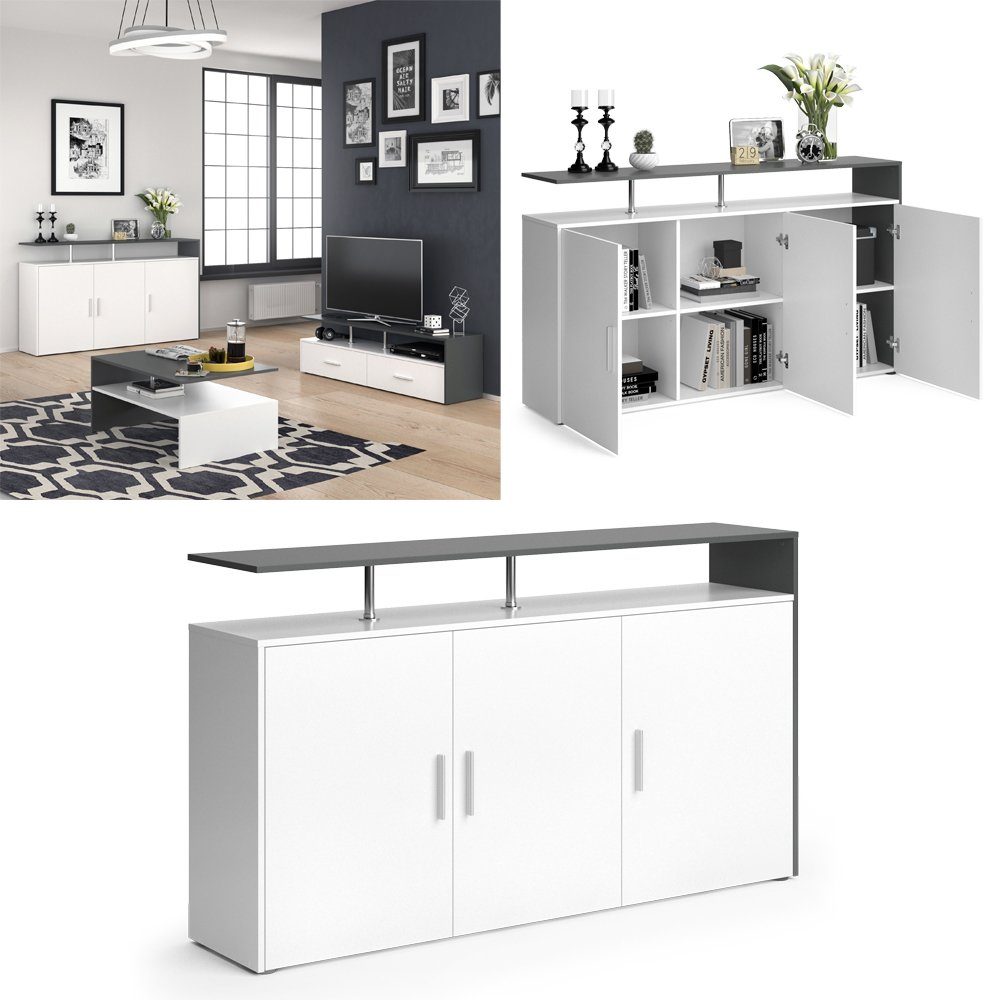 Vicco Highboard Amato, Weiß/Anthrazit, 160 x günstig online kaufen