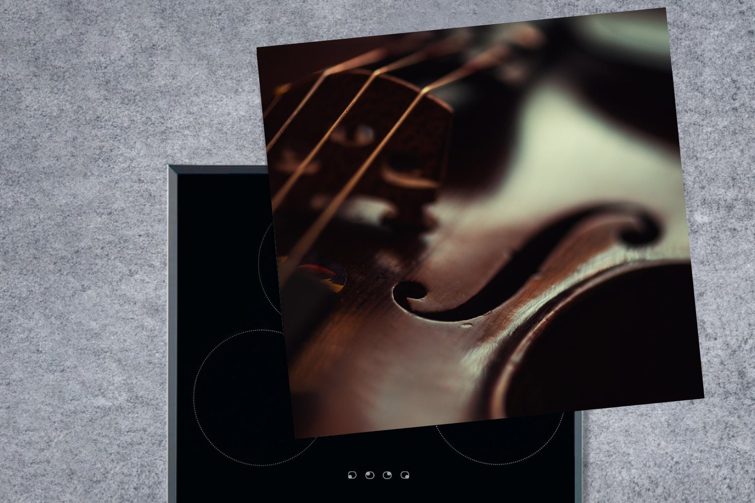 cm, 78x78 Geige, Eine Ceranfeldabdeckung, tlg), küche Herdblende-/Abdeckplatte (1 dunkelbraune für Vinyl, MuchoWow Arbeitsplatte