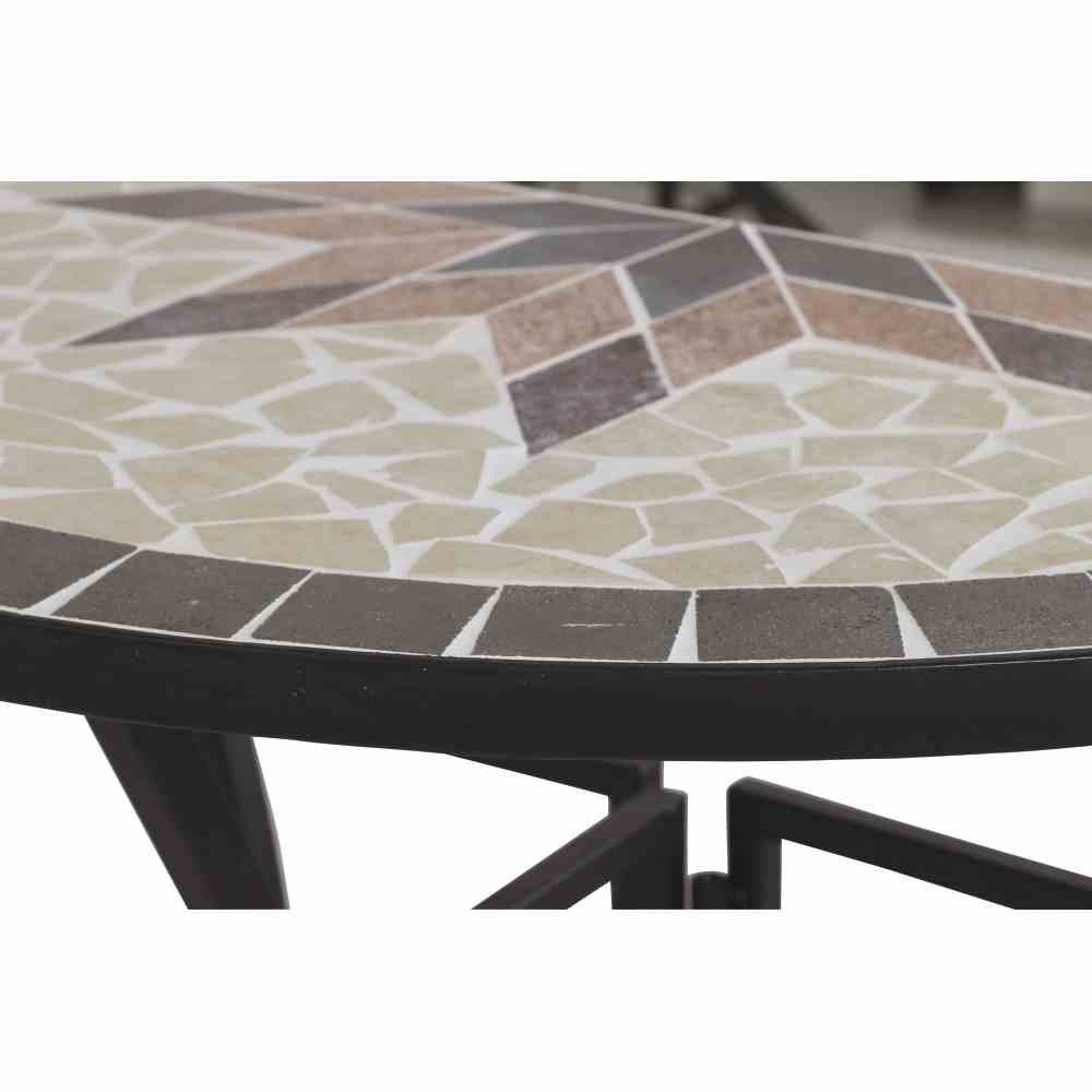 Linoows Beistelltisch Halbrund Tisch Constanza Anstelltisch Mosaik Möbel (Packung), handgearbeites Mosaikmöbel