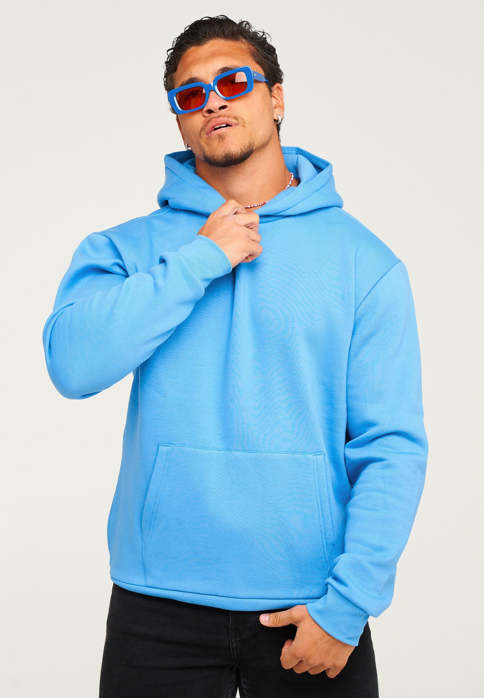 behype Hoodie BHHOBART Herren Basic Oversized Hoodie Raglan Kapuzenpullover Sweater