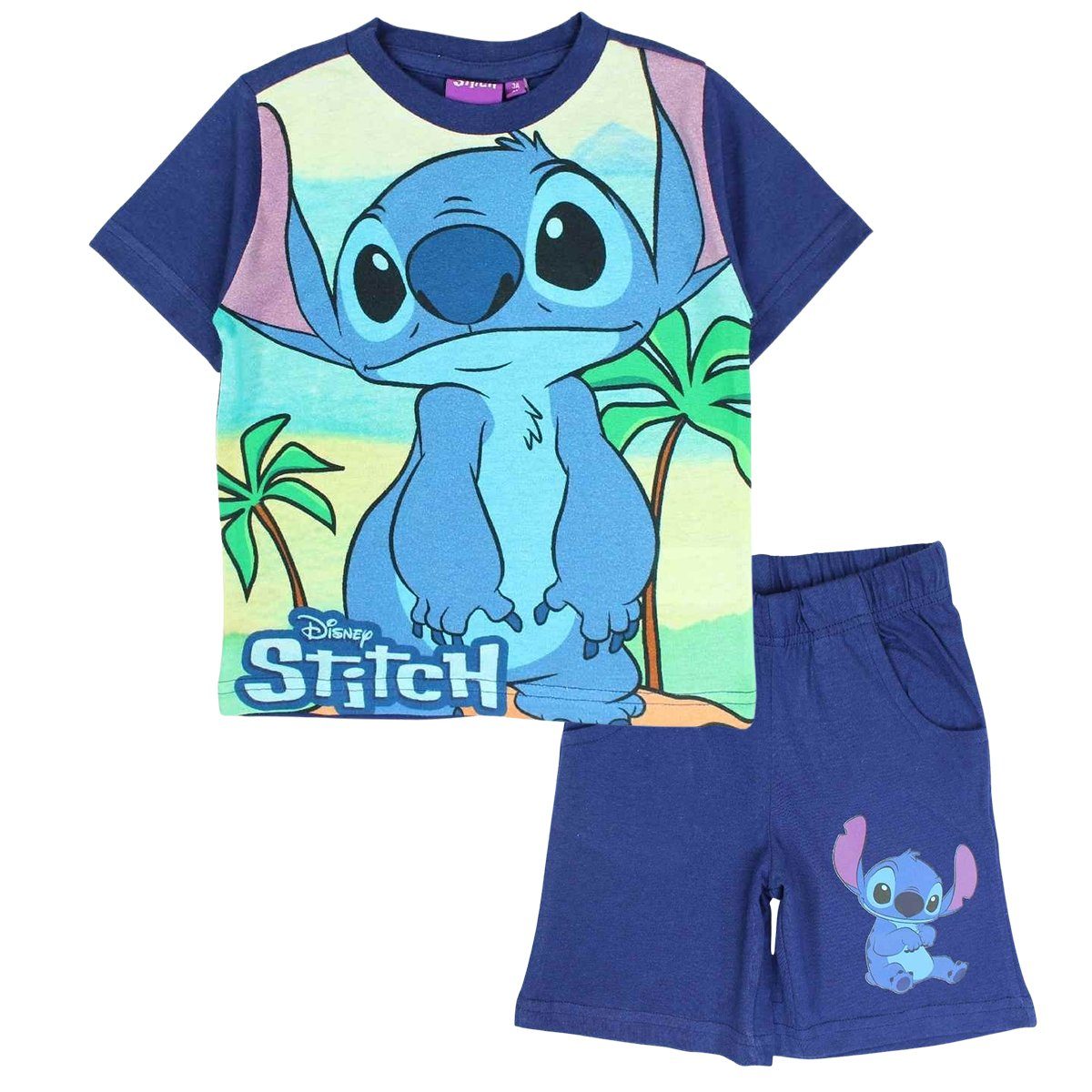 Lilo & Stitch Shorty (2 tlg) Jungen Set T -Shirt & Kurze Hose Gr. 98 - 128 cm Dunkelblau
