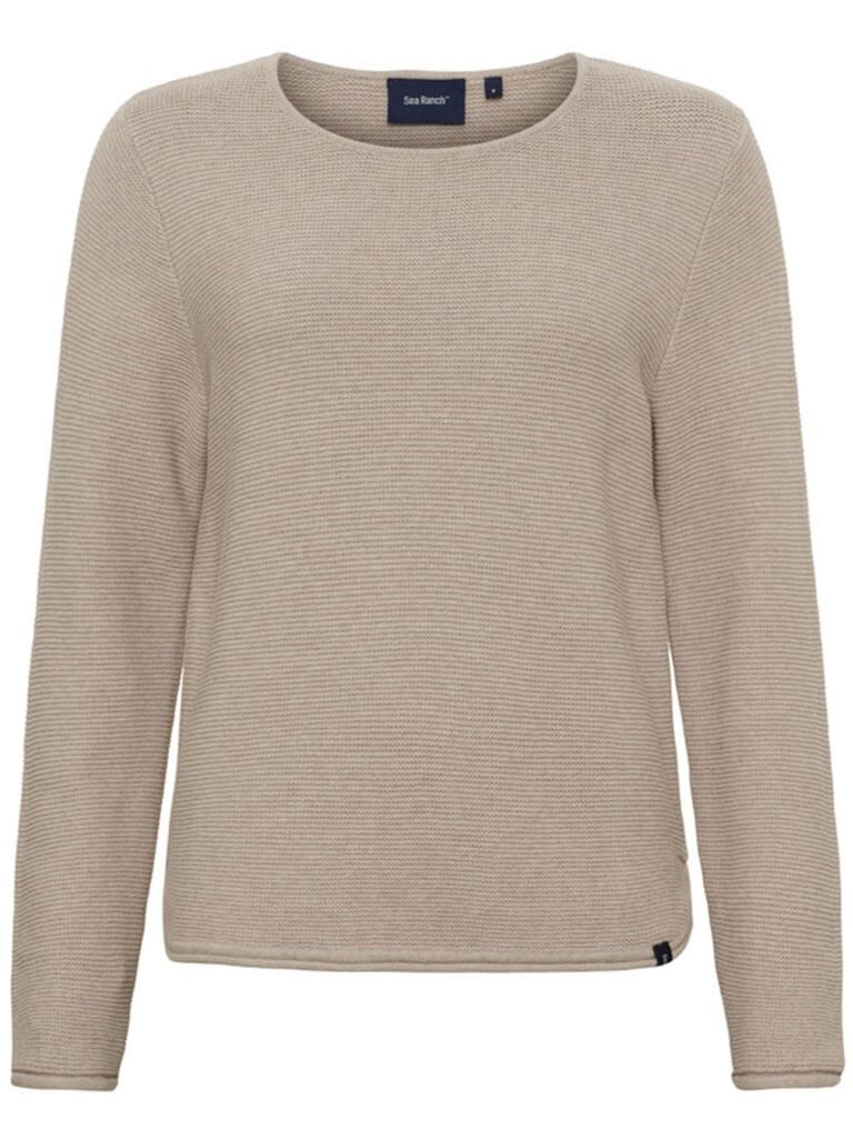 Sea Ranch Rundhalspullover Damen Pullover Edy U-Boot-Ausschnitt - Strickpullover Baumwolle Feiner Baumwollstrick, Gerollte Ärmelabschlüsse, Saumabschluss gerollt