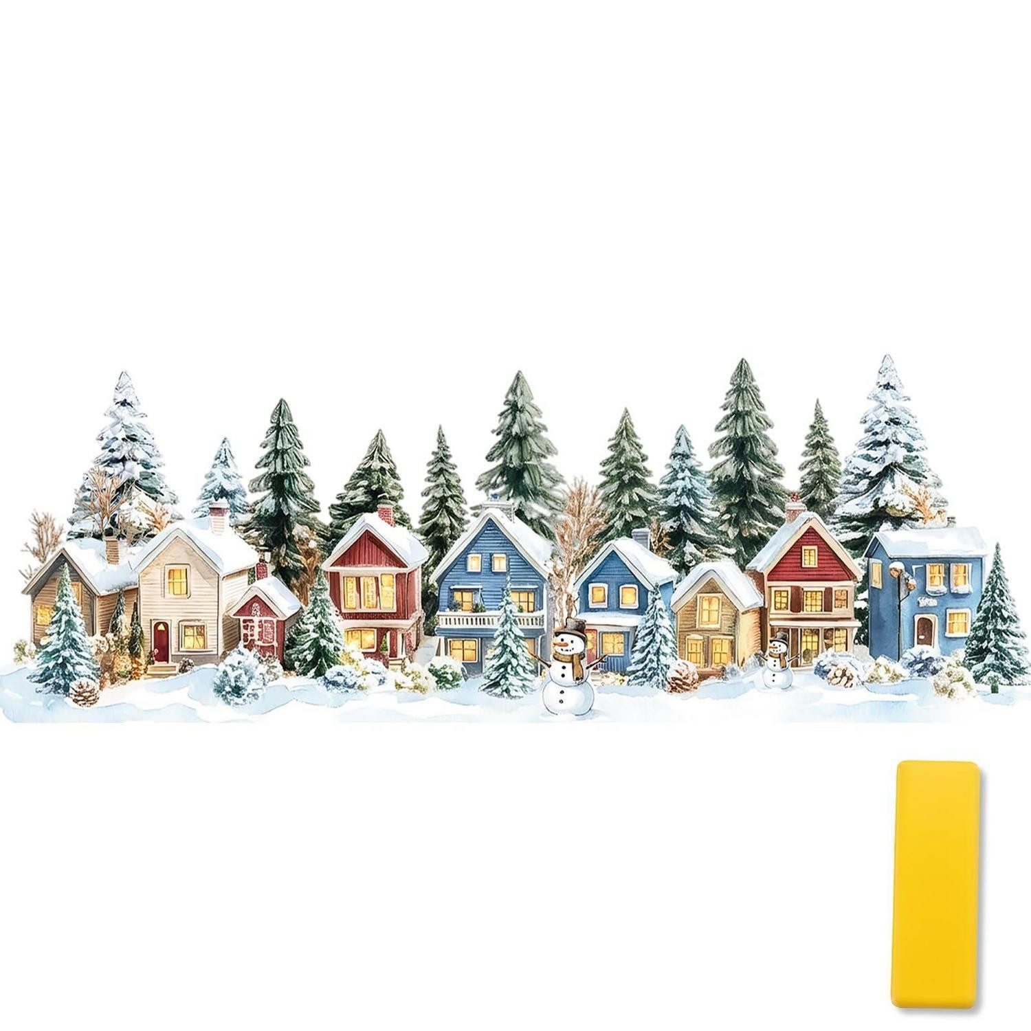 LuxusKollektion Fensterbild Fensterbild Winterdorf 30x90cm