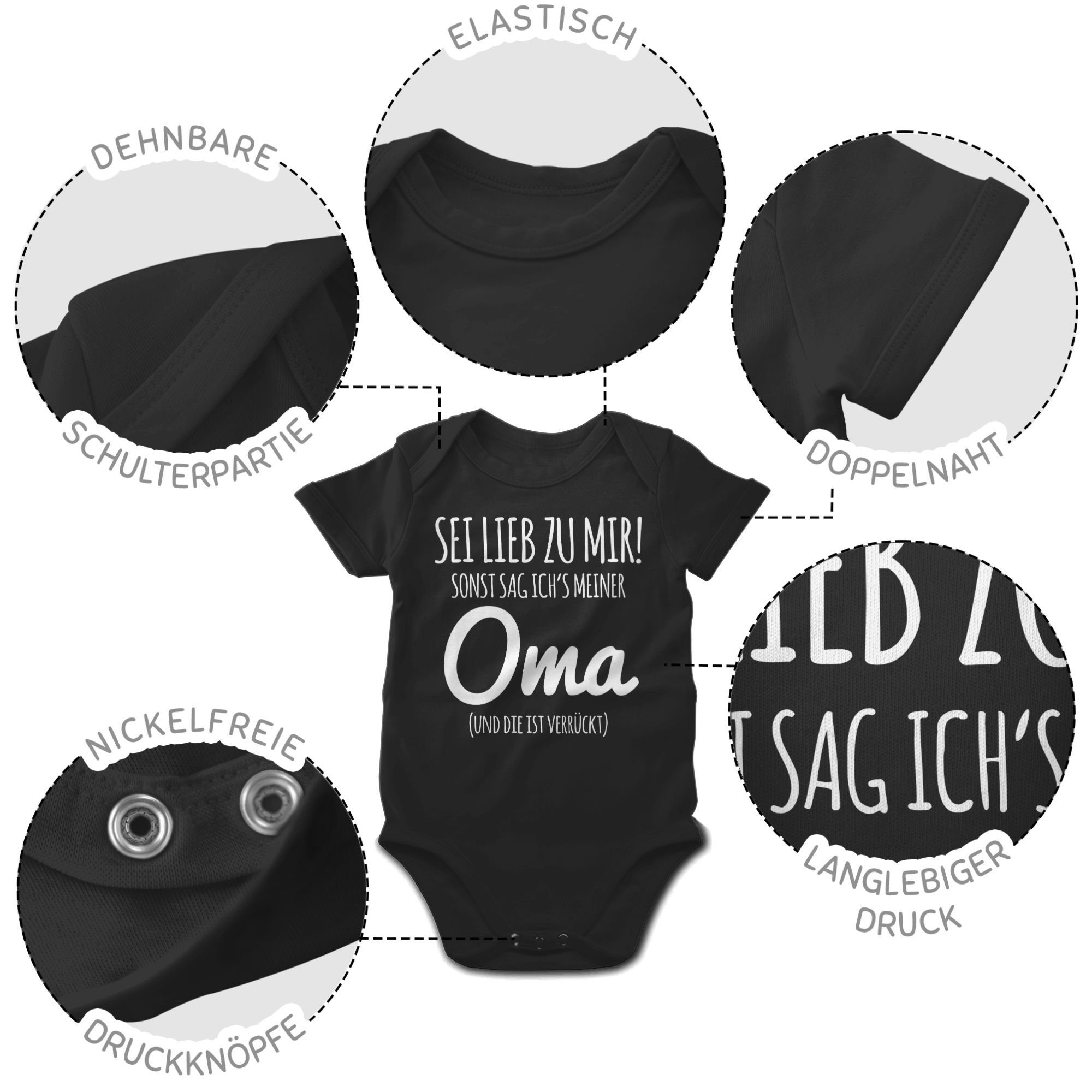 Shirtracer Shirtbody Sei lieb zu mir sonst sag ichs Oma Sprüche Baby
