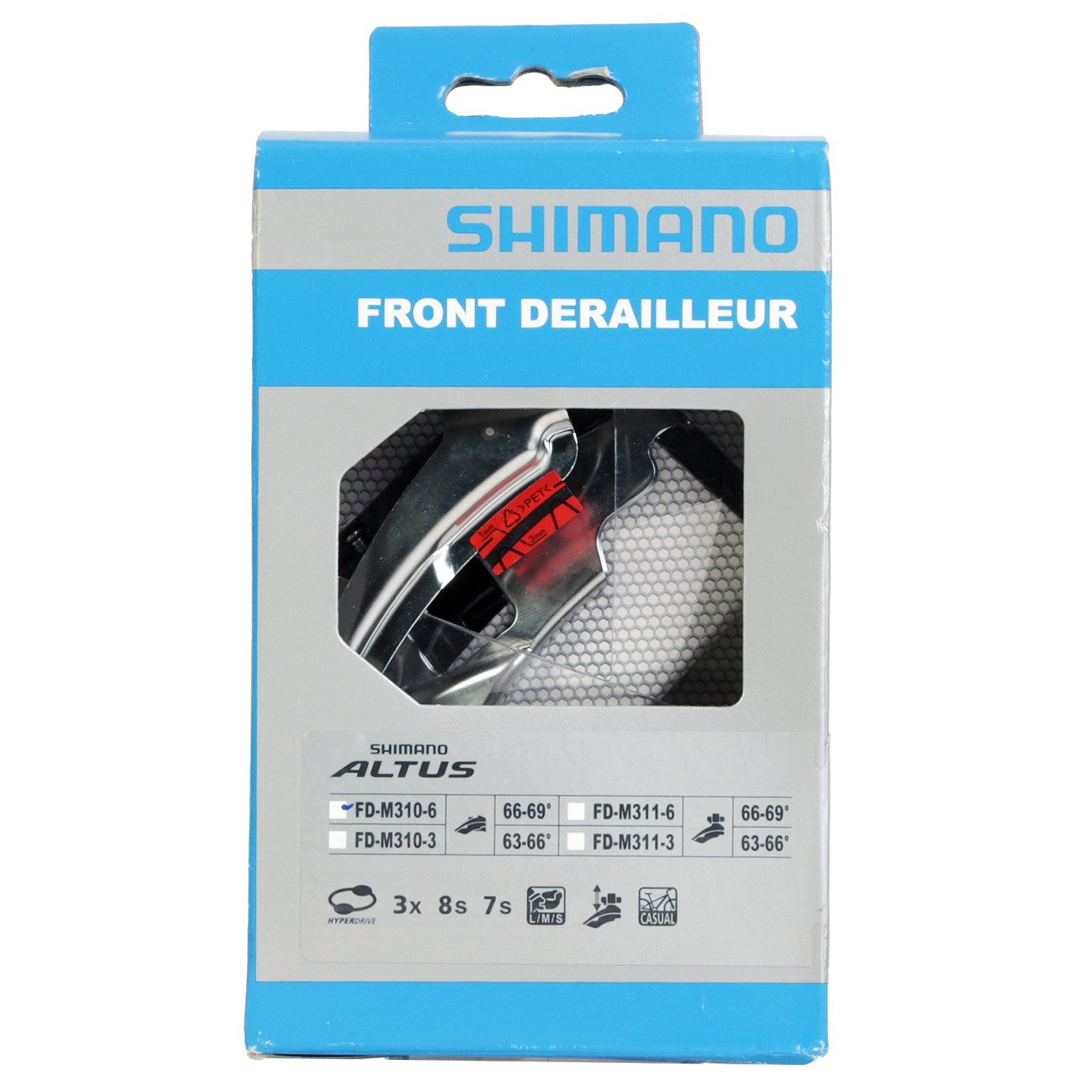 Shimano Fahrradsattel Umwerfer Top Swing 42 Zähne 66°-69°, 3x7/8 Fach Dual Route 3x 7/8 FD-M190 28,6mm / 31,8mm / 34,9mm