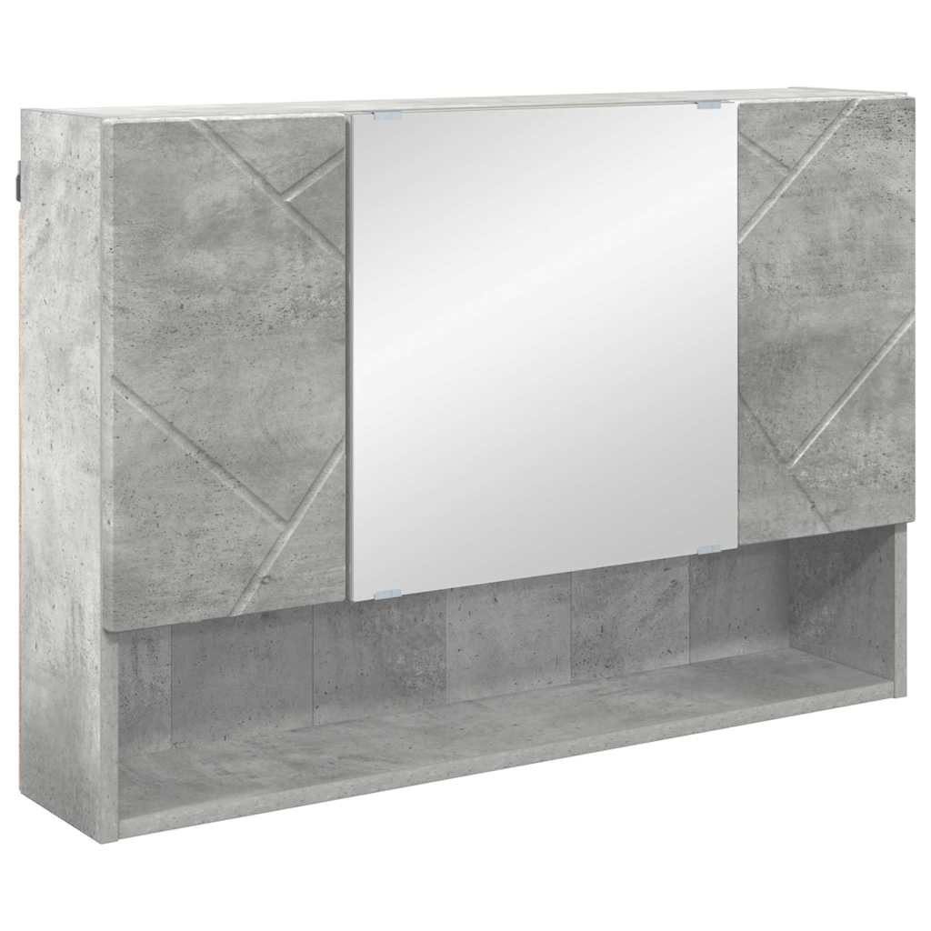 vidaXL Badezimmerspiegelschrank Spiegelschrank mit Tür Beton Grau 80 x 17 x 55 cm Holzwerkstoff (1-St)