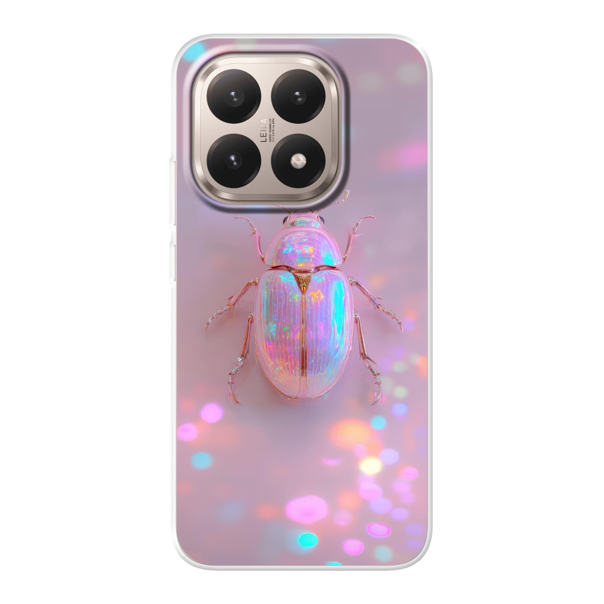 MuchoWow Handyhülle für Xiaomi 15T Käfer - Metallic - Lichteffekt - Rosa, Phone Case, Silikon, Schutzhülle Dünn