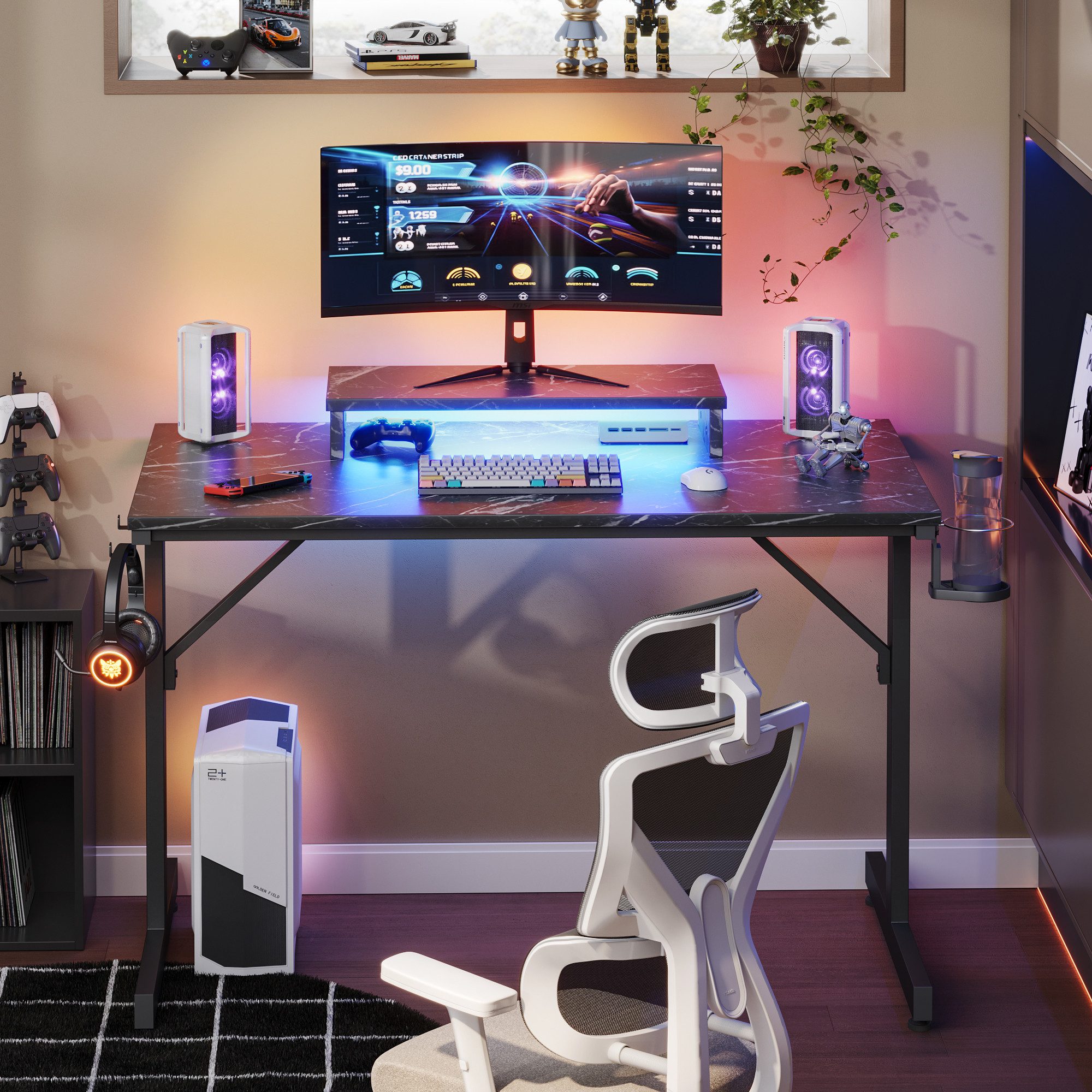 Bestier Gamingtisch 106cm Gaming Schreibtisch mit RGB-LED, 106cm Jugendschr günstig online kaufen