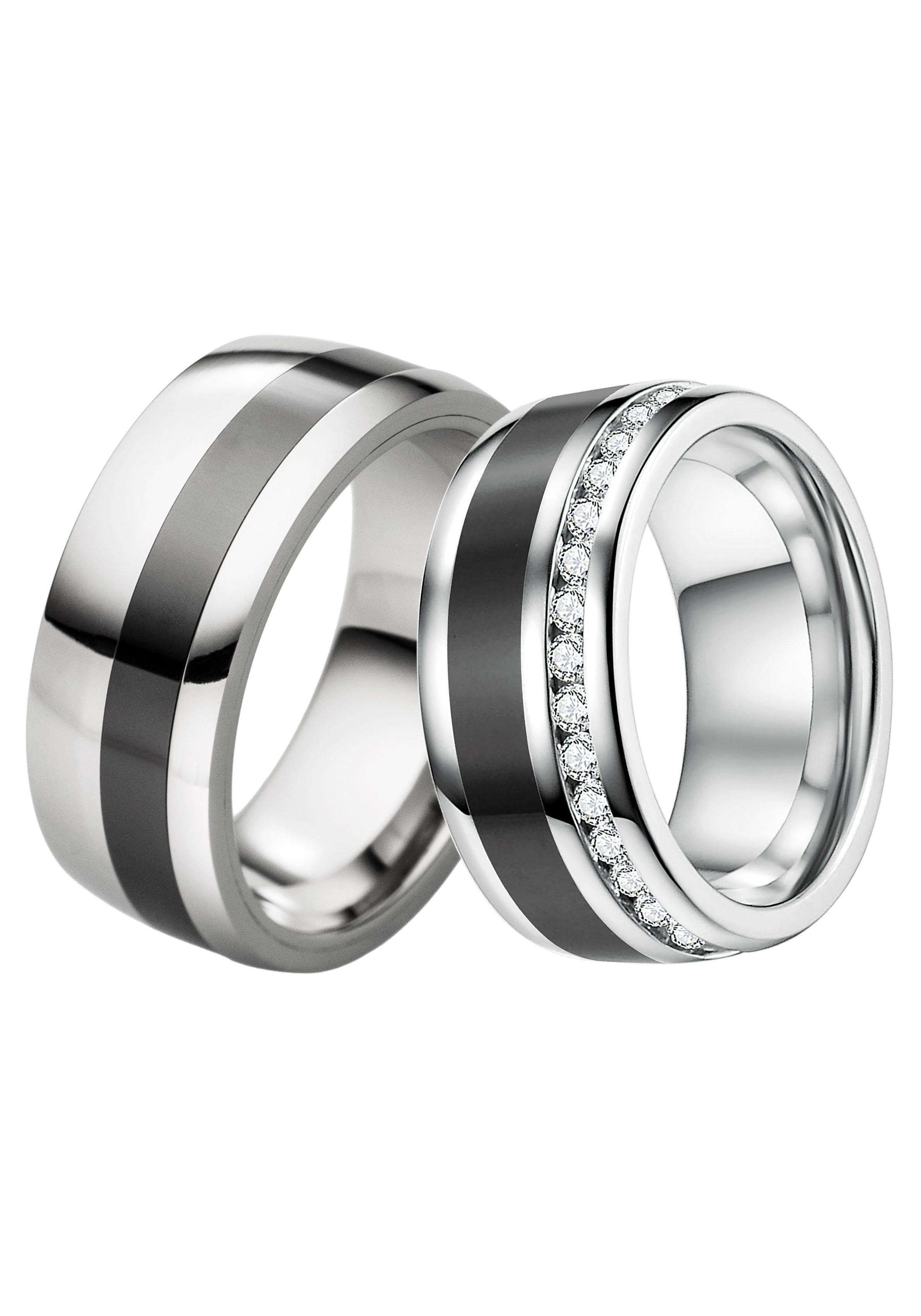 DOOSTI Trauring Schmuck Geschenk Edelstahl Trauring Ehering Partnerring LIEBE, Made in Germany - wahlweise mit oder ohne Zirkonia