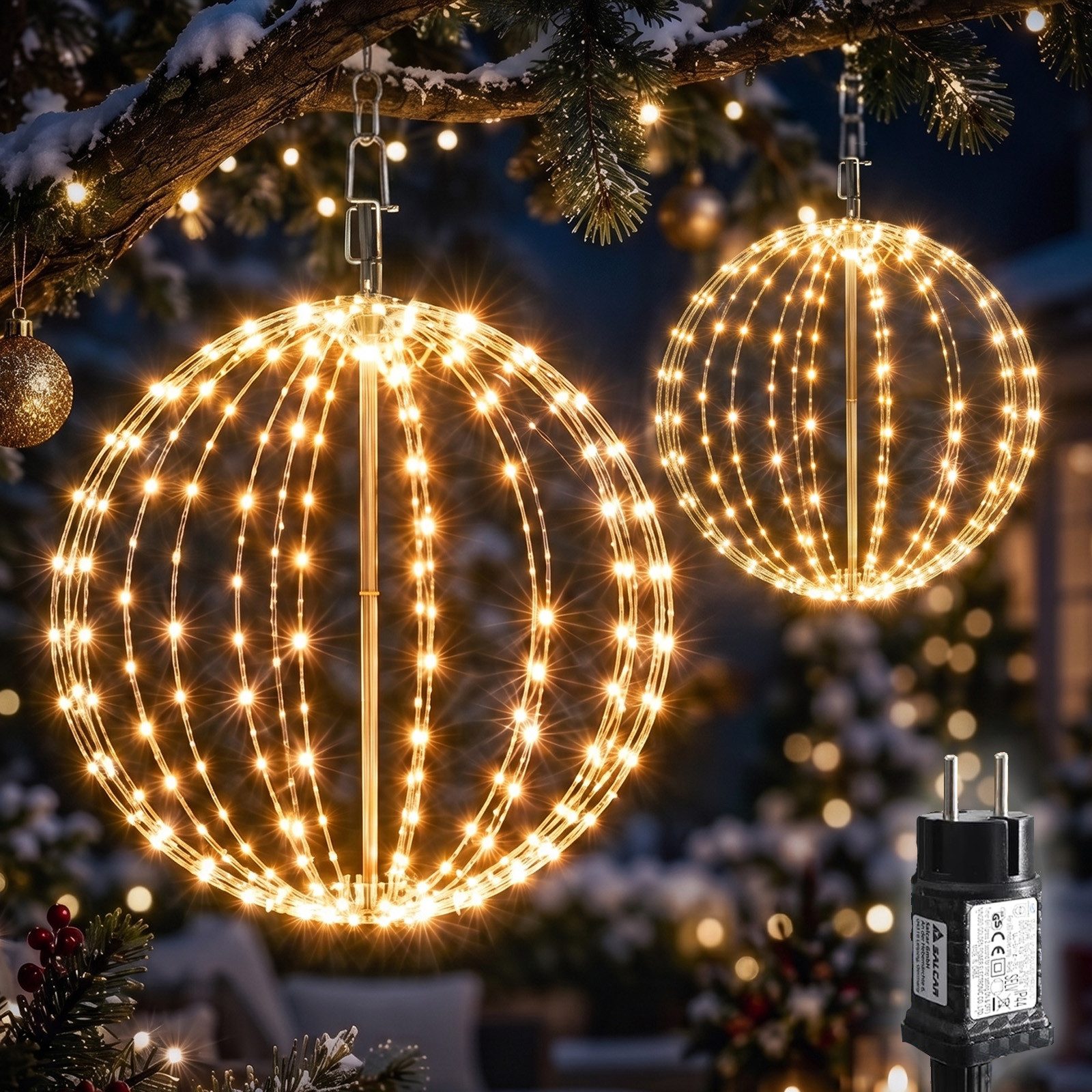 Salcar LED Kugelleuchte LED Garten Weihnachtsdeko Außen Kugel Lichter Ø30/45/55cm Leuchtkugel, Stecker, LED fest integriert, Warmweiß