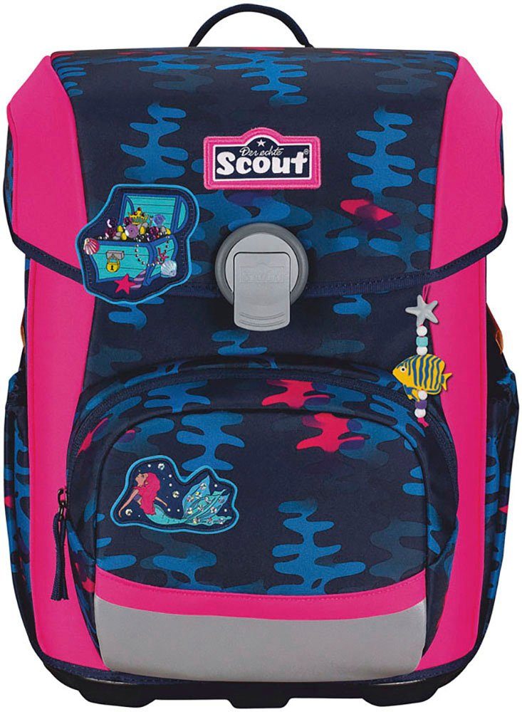 Scout Schulranzen Neo, Magic Sea (Set, 4-tlg), 2 Funny Snaps Move; enthält recyceltes Material