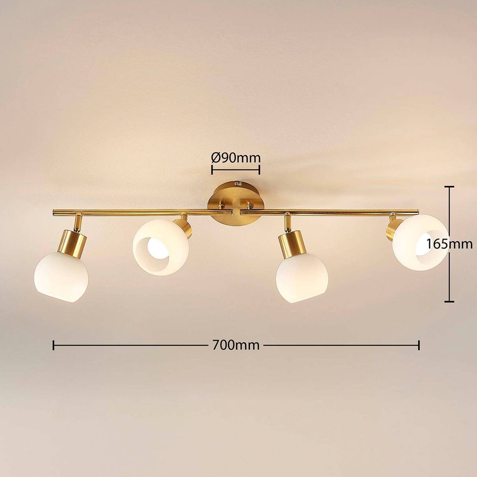 Lindby Deckenleuchten Elaina, Metall, Gold / Messing IP20, 4 x 8 W LED