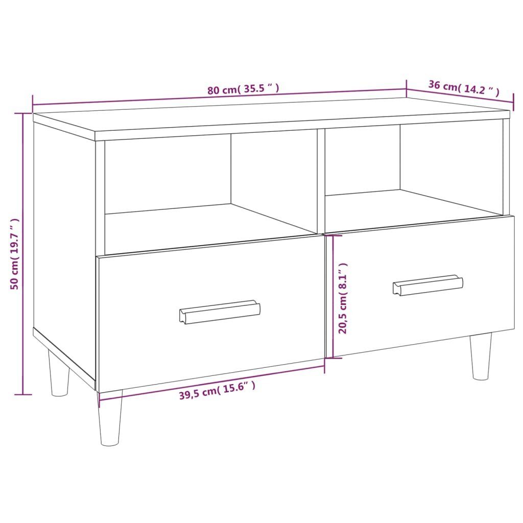 TV-Schrank Eichen-Optik Holzwerkstoff Braune TV-Schrank cm Eiche Braun (1-St) 80x36x50 vidaXL