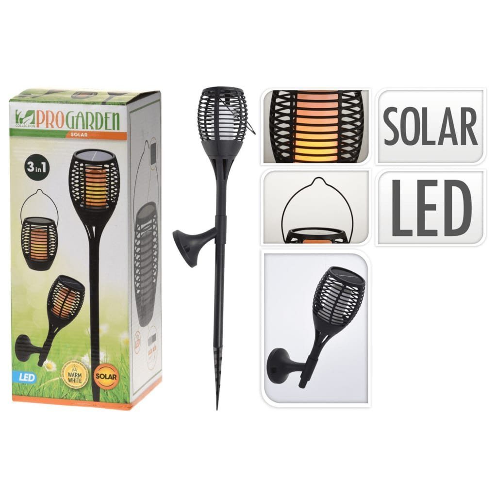 Progarden Außen-Wandleuchte Solar-Taschenlampe 3-in-1 Schwarz LED Gartenleuchte